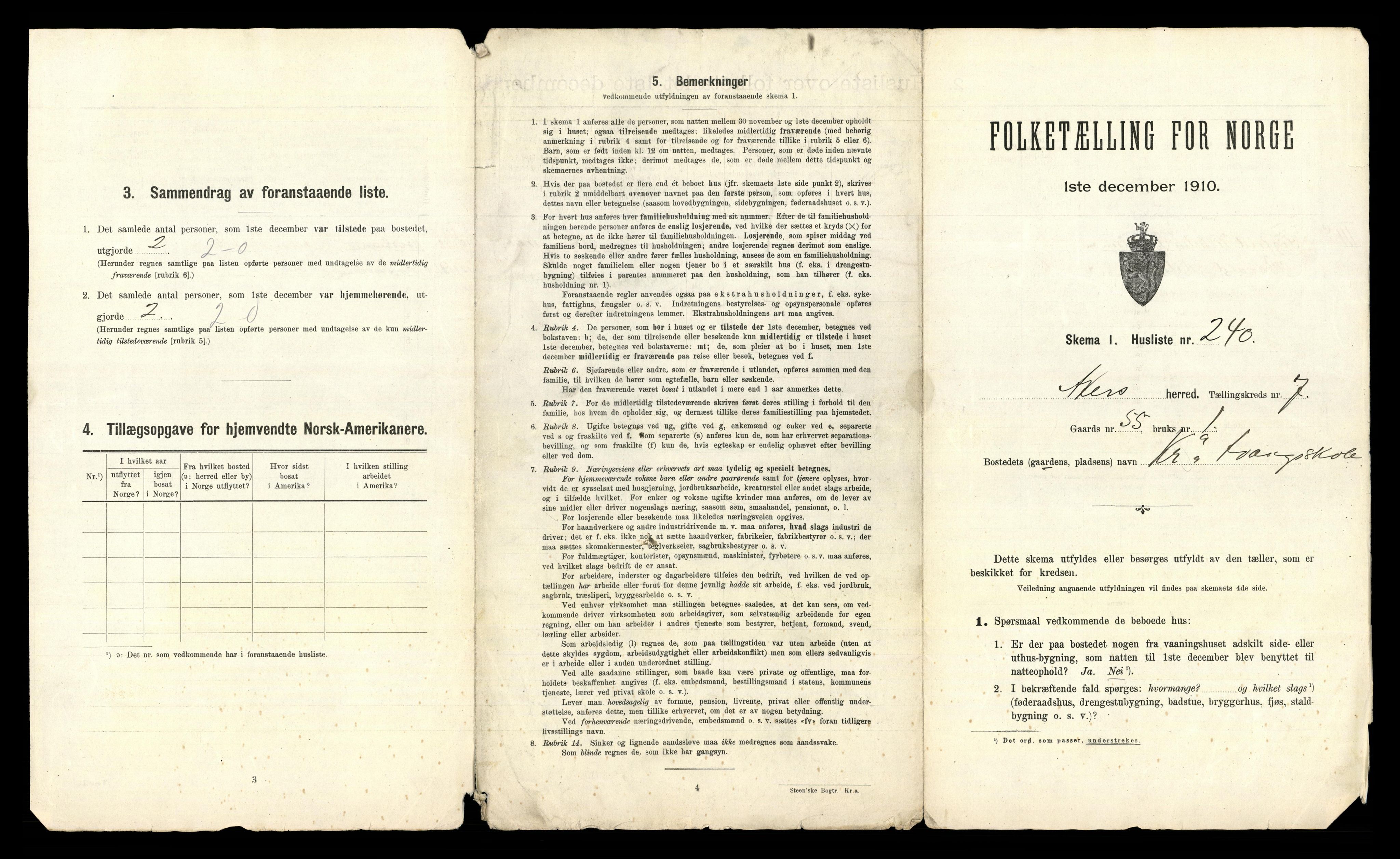 RA, 1910 census for Aker, 1910, p. 2517