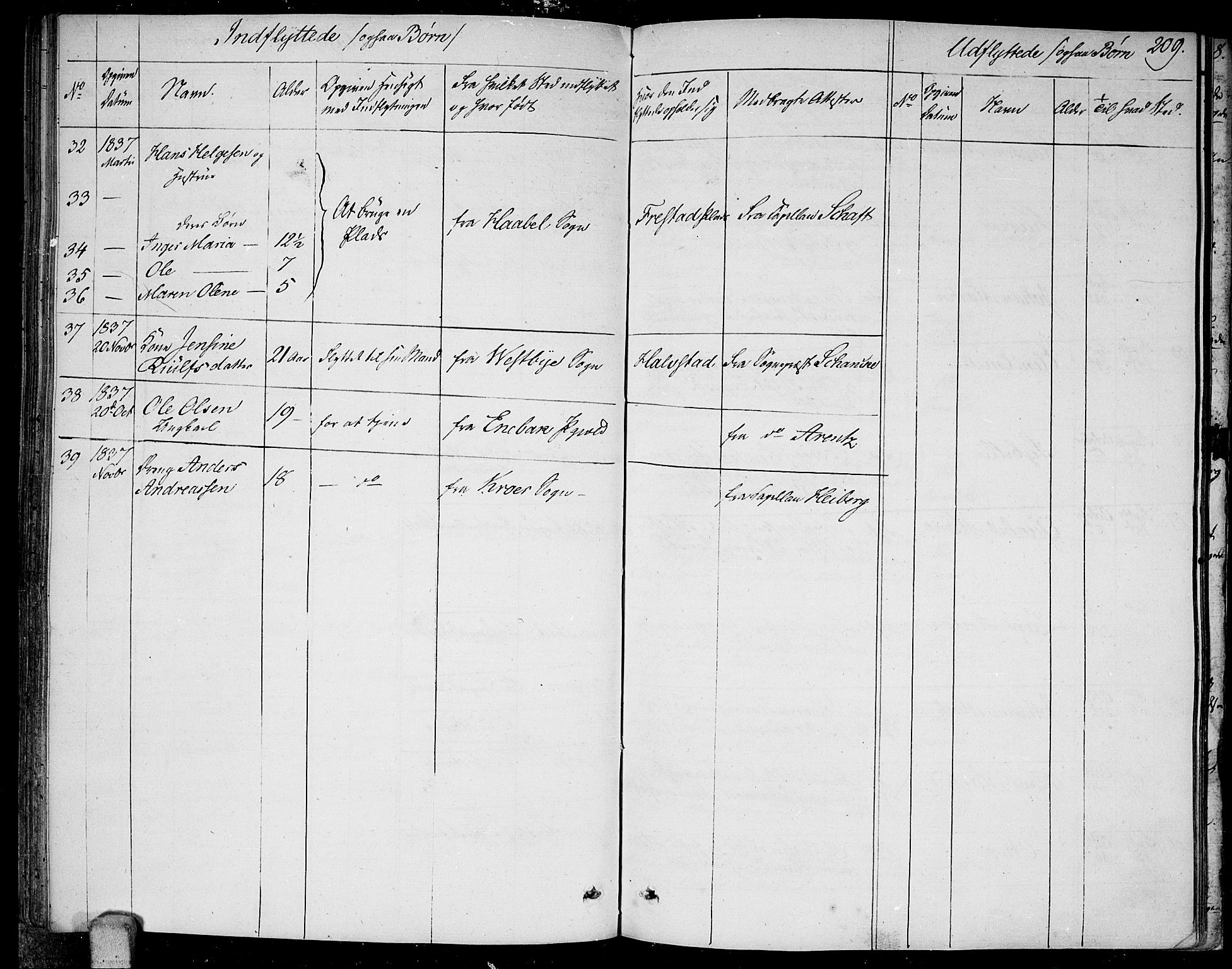 Kråkstad prestekontor Kirkebøker, AV/SAO-A-10125a/F/Fa/L0004: Parish register (official) no. I 4, 1825-1837, p. 209