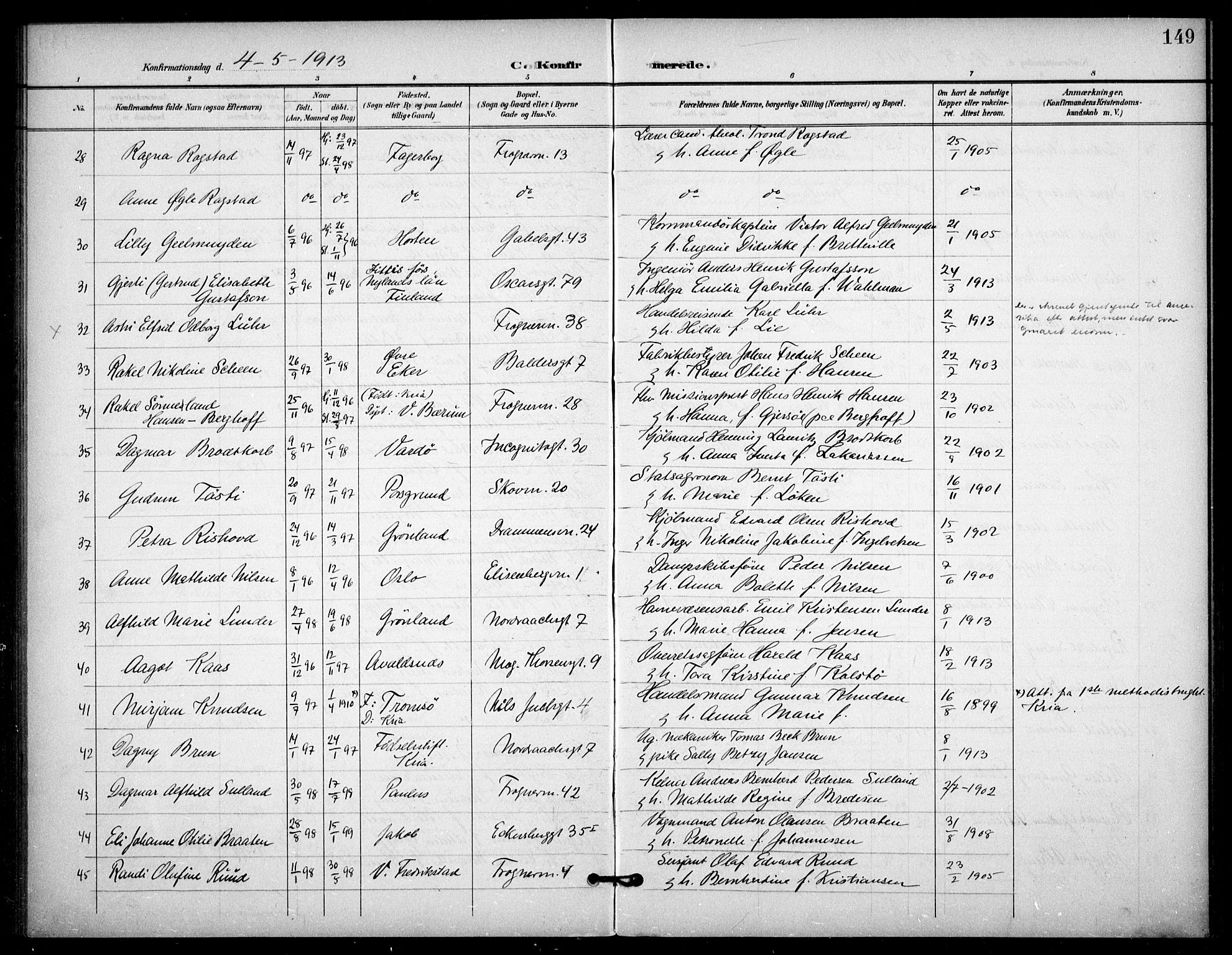 Frogner prestekontor Kirkebøker, AV/SAO-A-10886/F/Fa/L0001: Parish register (official) no. 1, 1898-1916, p. 149