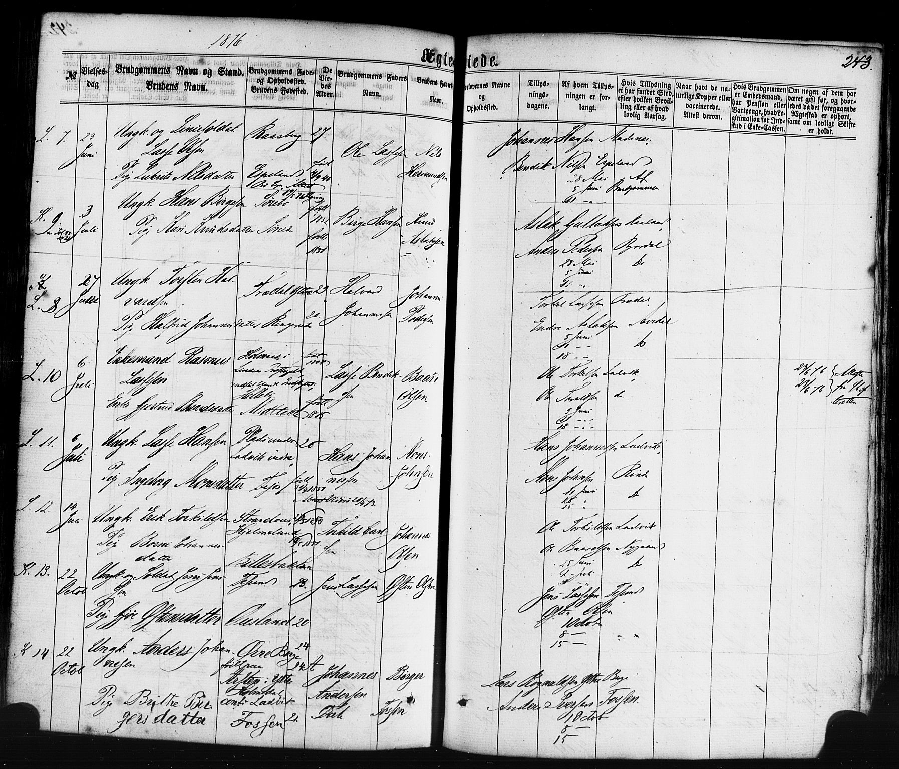 Lavik sokneprestembete, SAB/A-80901: Parish register (official) no. A 4, 1864-1881, p. 243