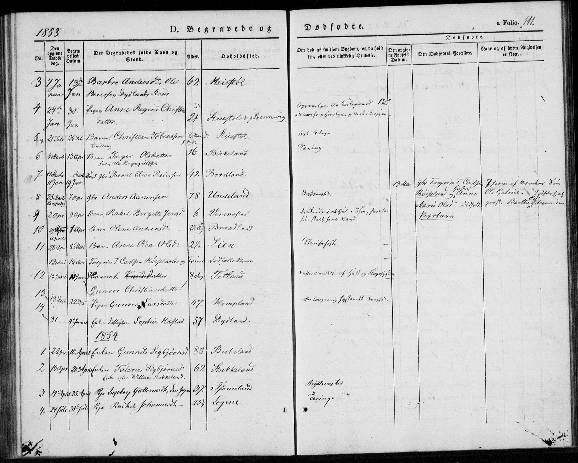 Lyngdal sokneprestkontor, AV/SAK-1111-0029/F/Fa/Fab/L0001: Parish register (official) no. A 1, 1838-1860, p. 111