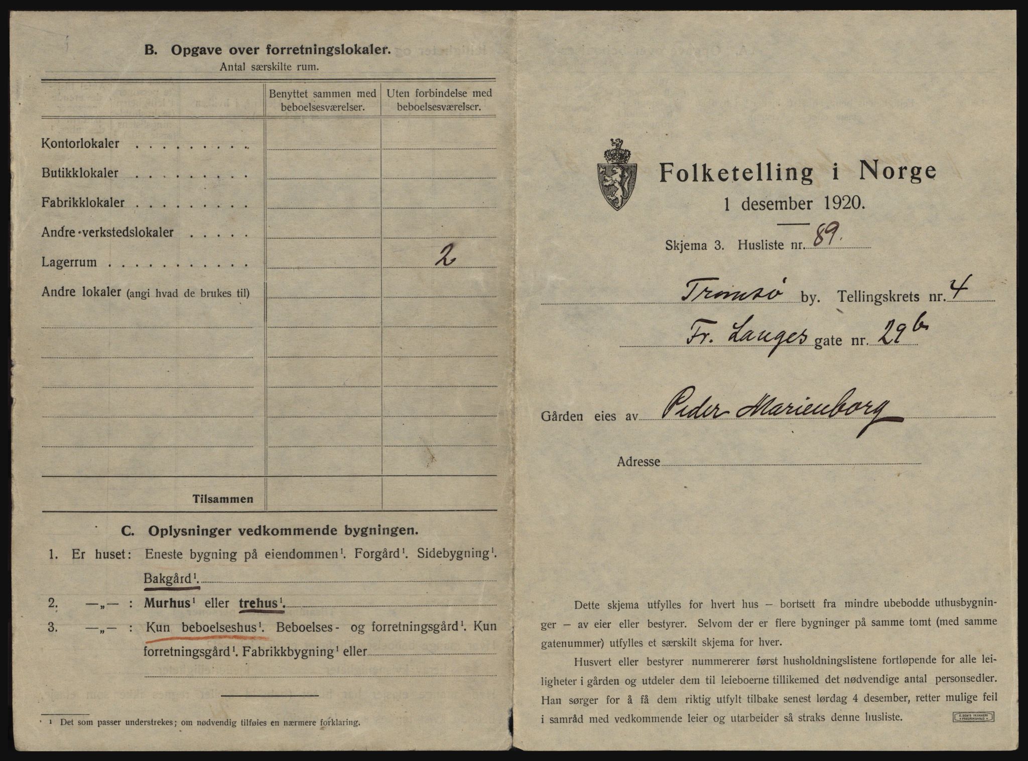 SATØ, 1920 census for Tromsø, 1920, p. 771