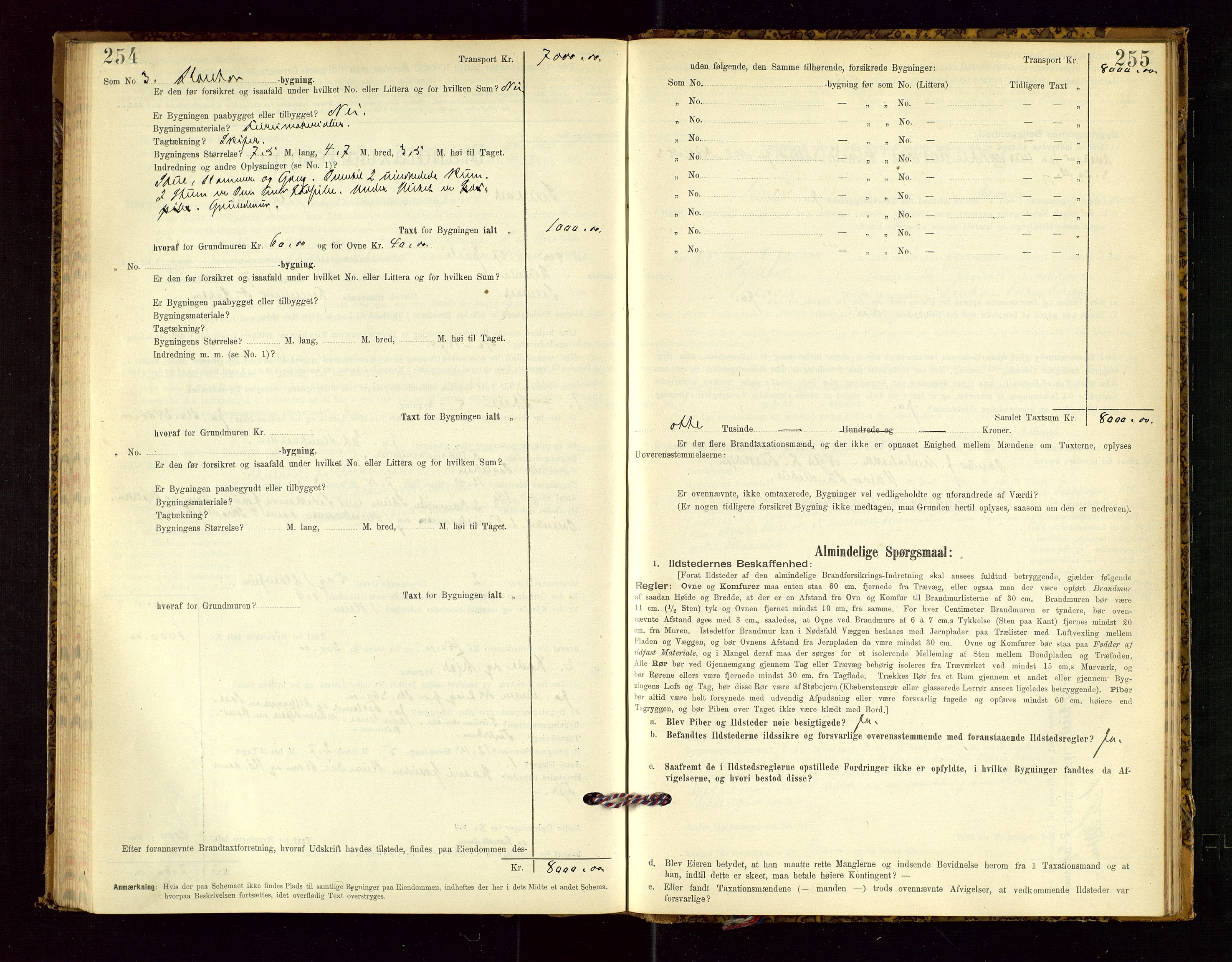 Suldal lensmannskontor, SAST/A-100419/Gob/L0001: "Brandtaxationsprotokol", 1894-1923, p. 254-255