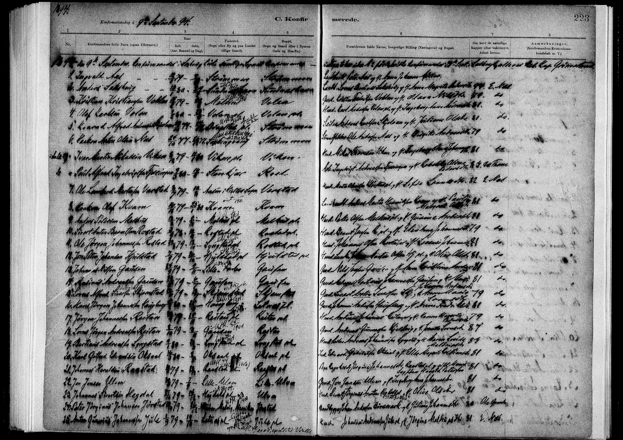 Ministerialprotokoller, klokkerbøker og fødselsregistre - Nord-Trøndelag, SAT/A-1458/730/L0285: Parish register (official) no. 730A10, 1879-1914, p. 223