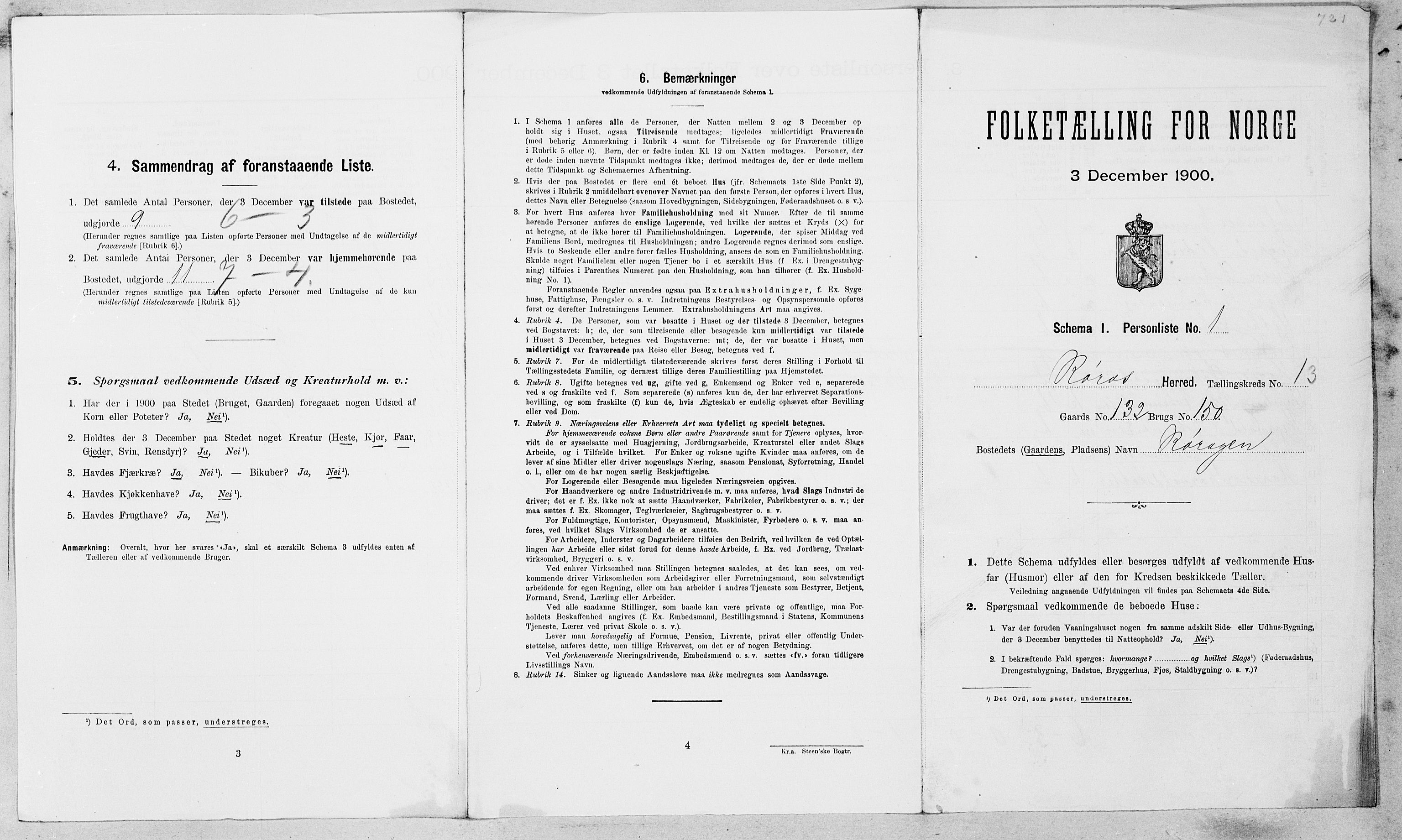 SAT, 1900 census for Røros, 1900, p. 1386