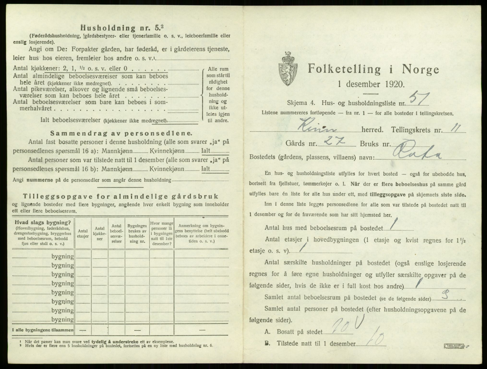 SAB, 1920 census for Kinn, 1920, p. 508