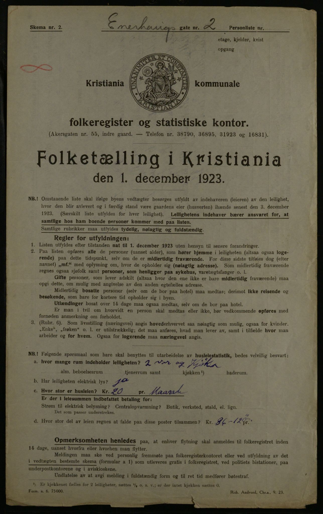 OBA, Municipal Census 1923 for Kristiania, 1923, p. 23975