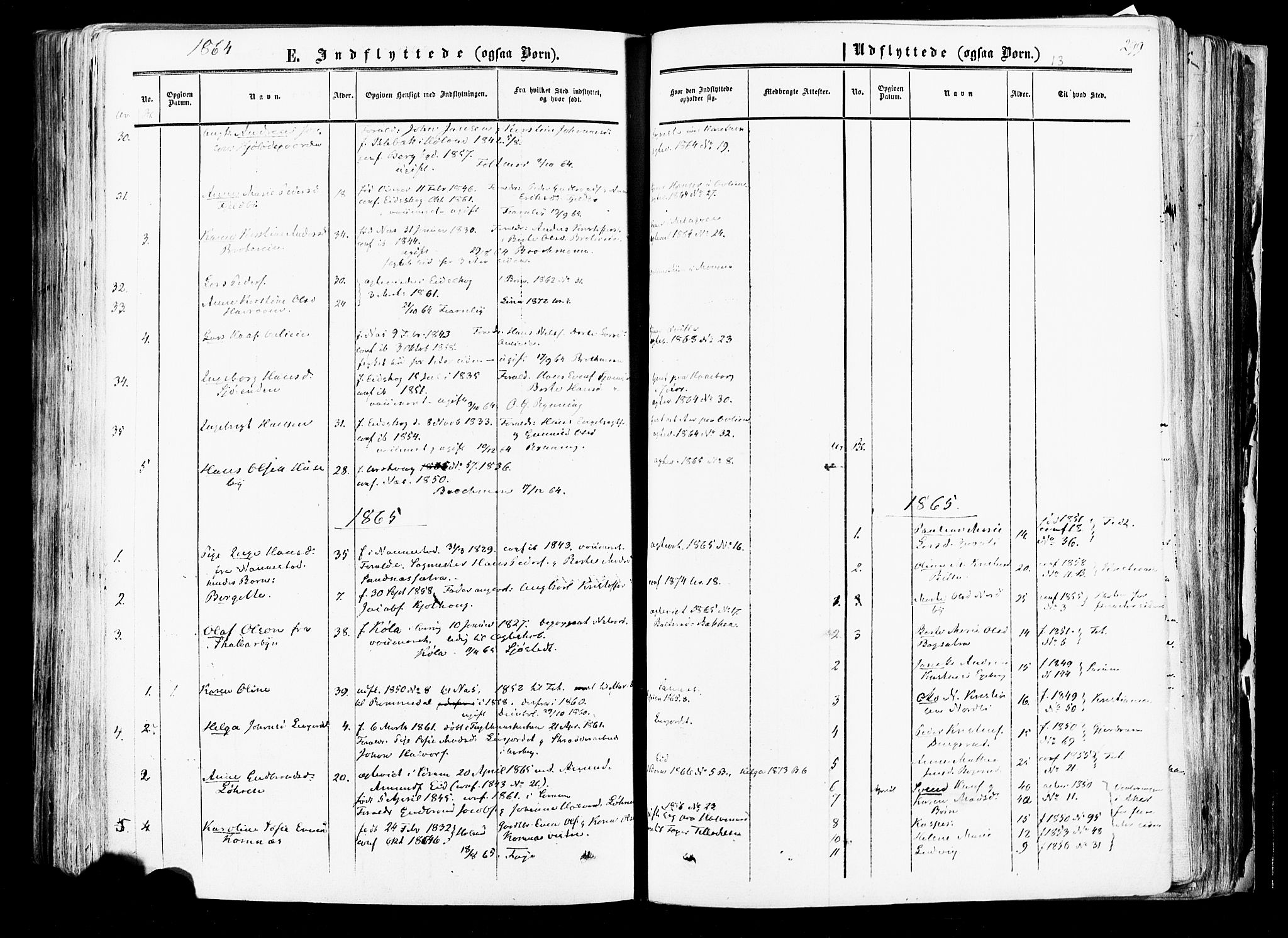 Aurskog prestekontor Kirkebøker, SAO/A-10304a/F/Fa/L0007: Parish register (official) no. I 7, 1854-1877, p. 299