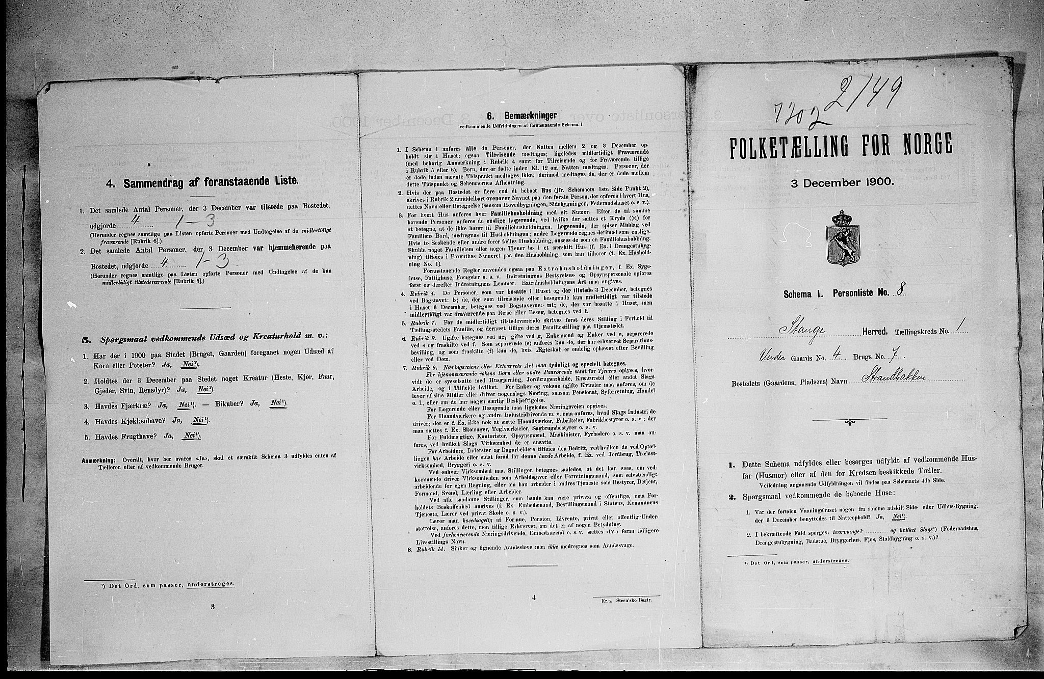 SAH, 1900 census for Stange, 1900, p. 66