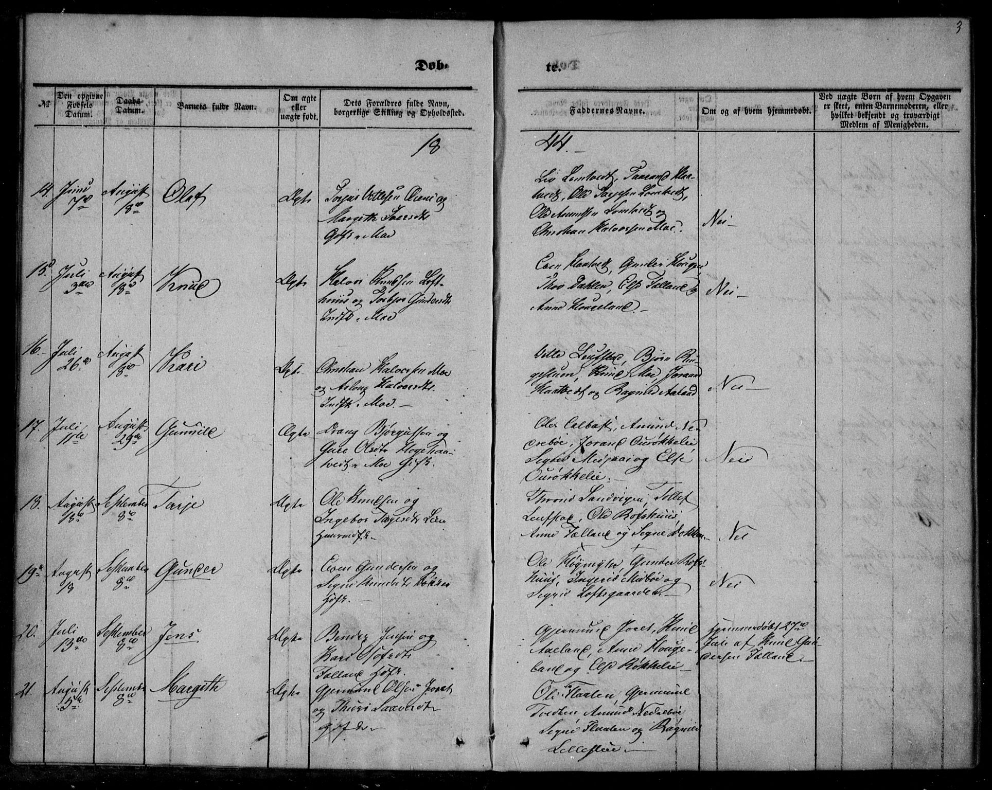 Mo kirkebøker, AV/SAKO-A-286/F/Fa/L0005: Parish register (official) no. I 5, 1844-1864, p. 3