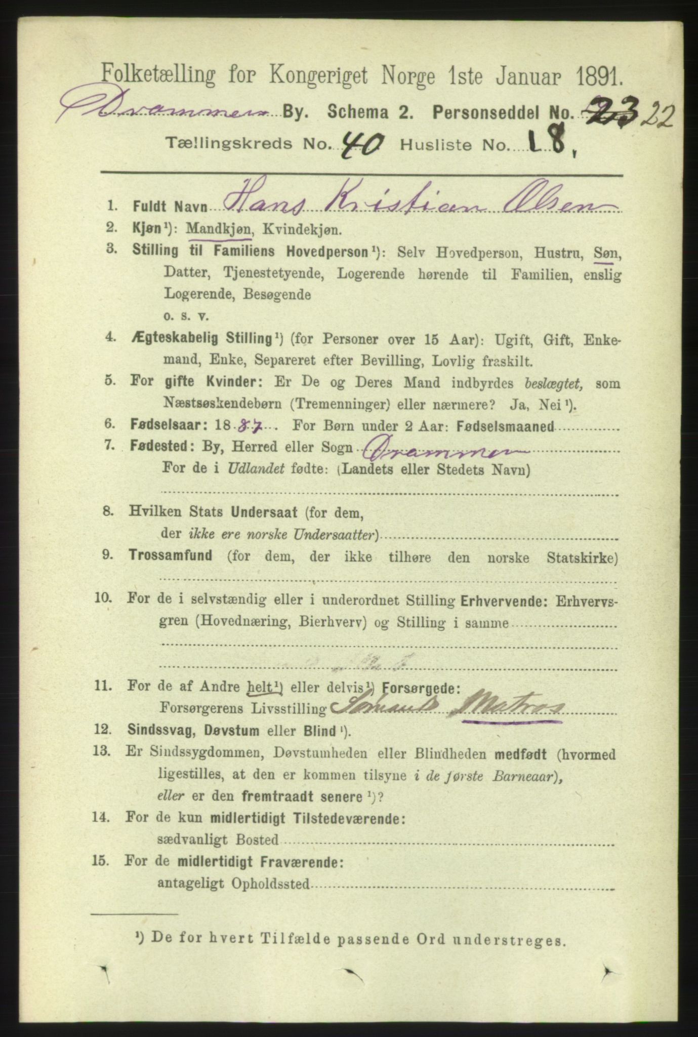 RA, 1891 census for 0602 Drammen, 1891, p. 23920