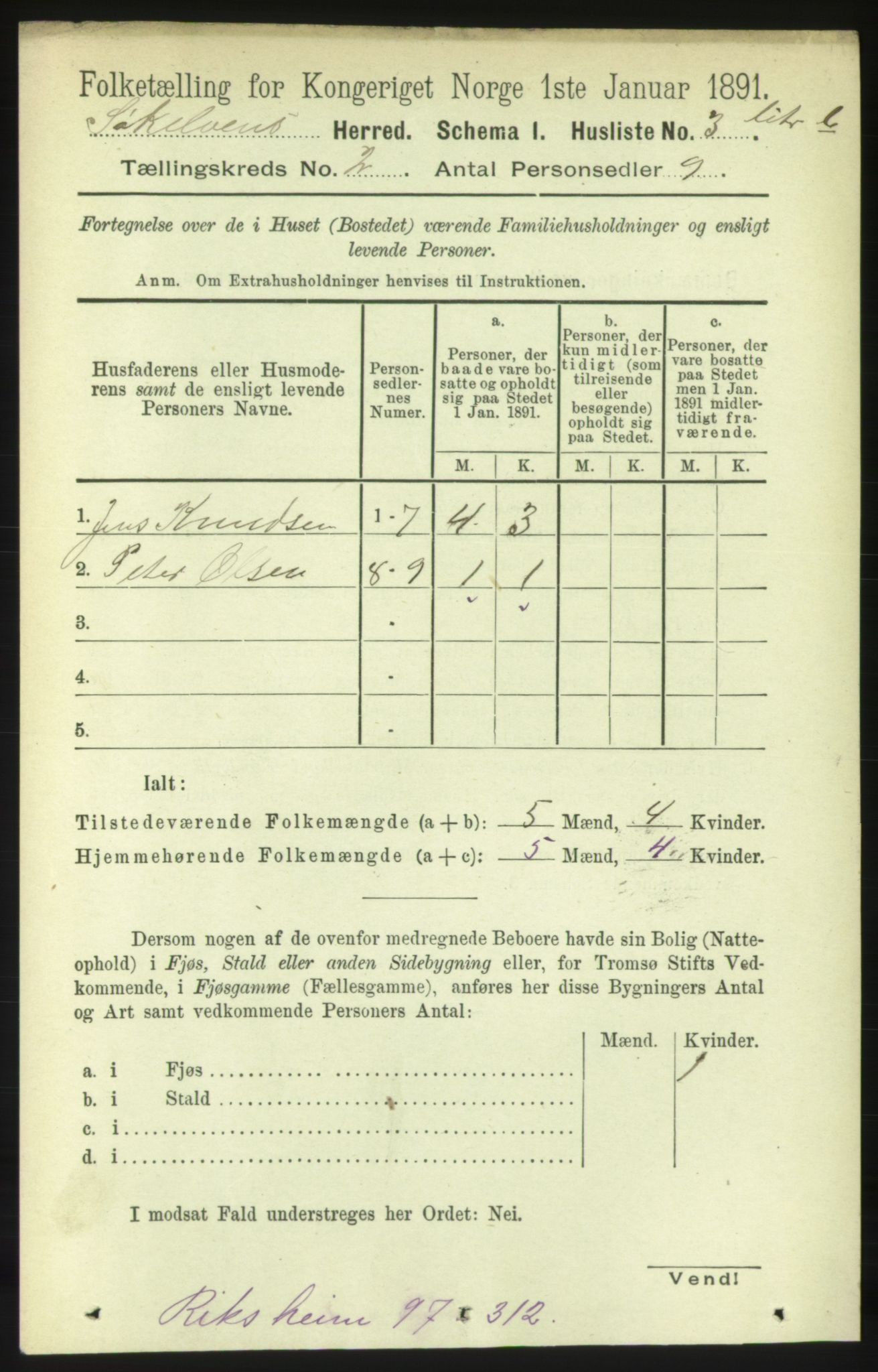 RA, 1891 census for 1528 Sykkylven, 1891, p. 1453