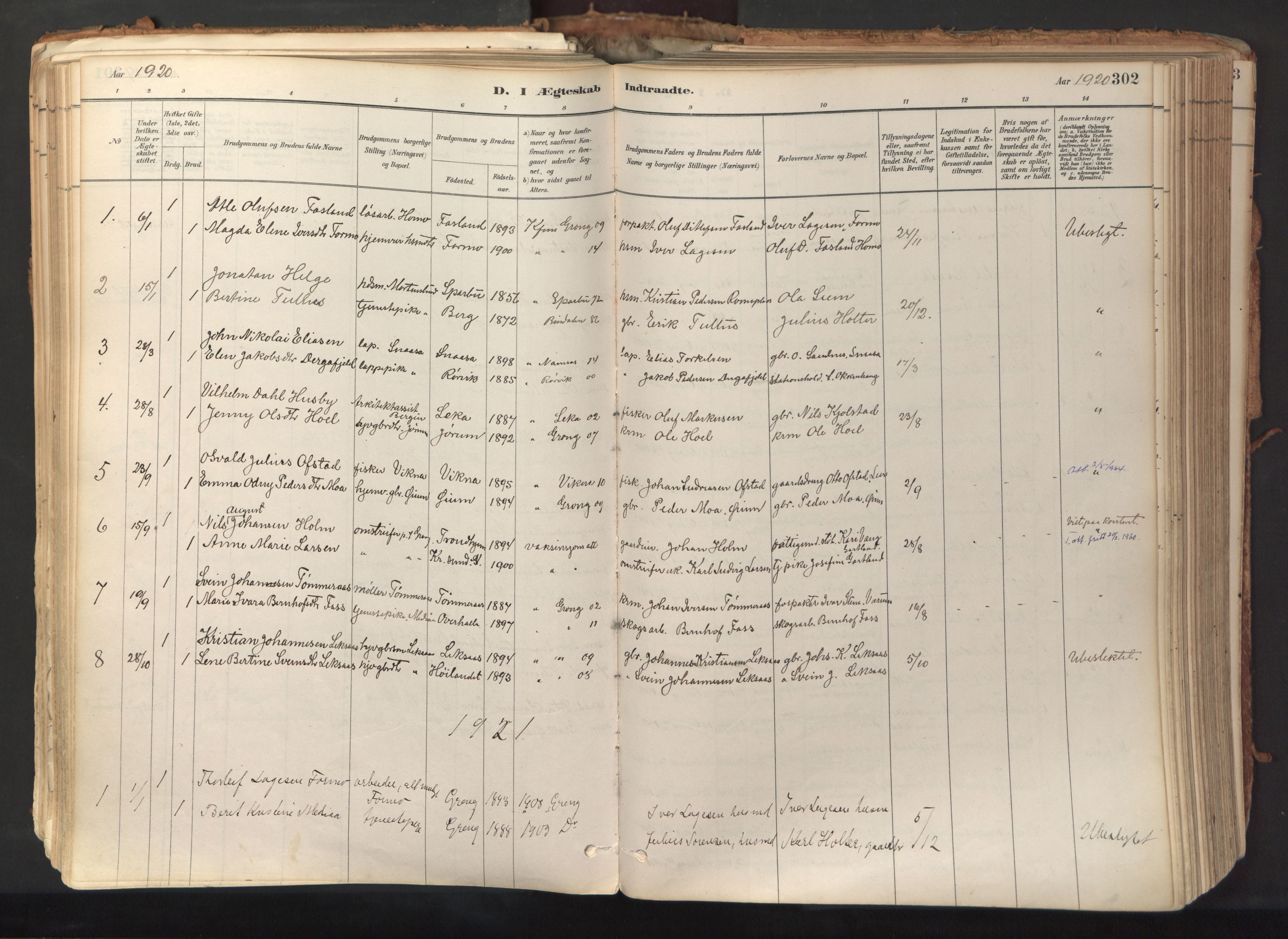 Ministerialprotokoller, klokkerbøker og fødselsregistre - Nord-Trøndelag, AV/SAT-A-1458/758/L0519: Parish register (official) no. 758A04, 1880-1926, p. 302