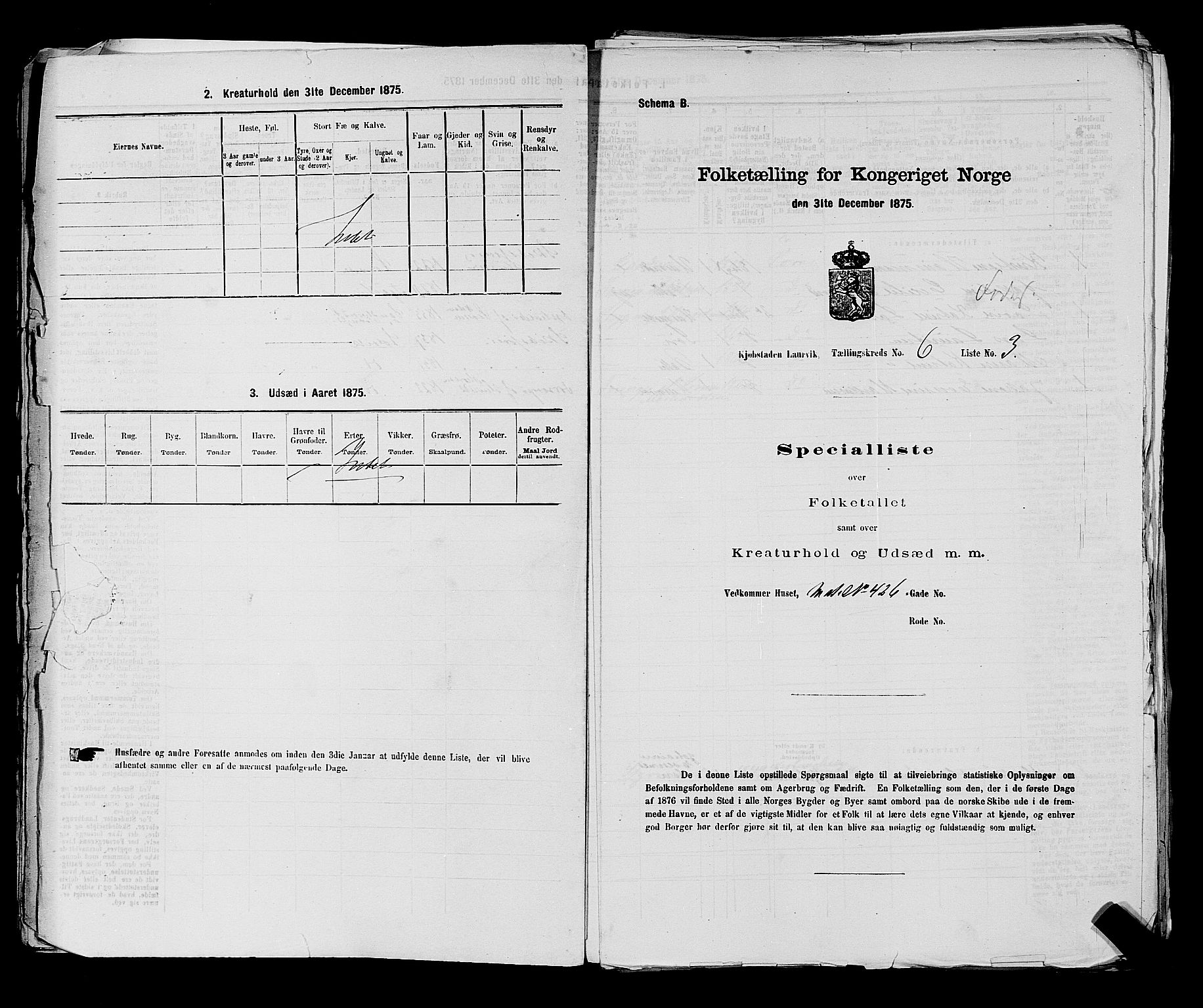 SAKO, 1875 census for 0707P Larvik, 1875, p. 1127