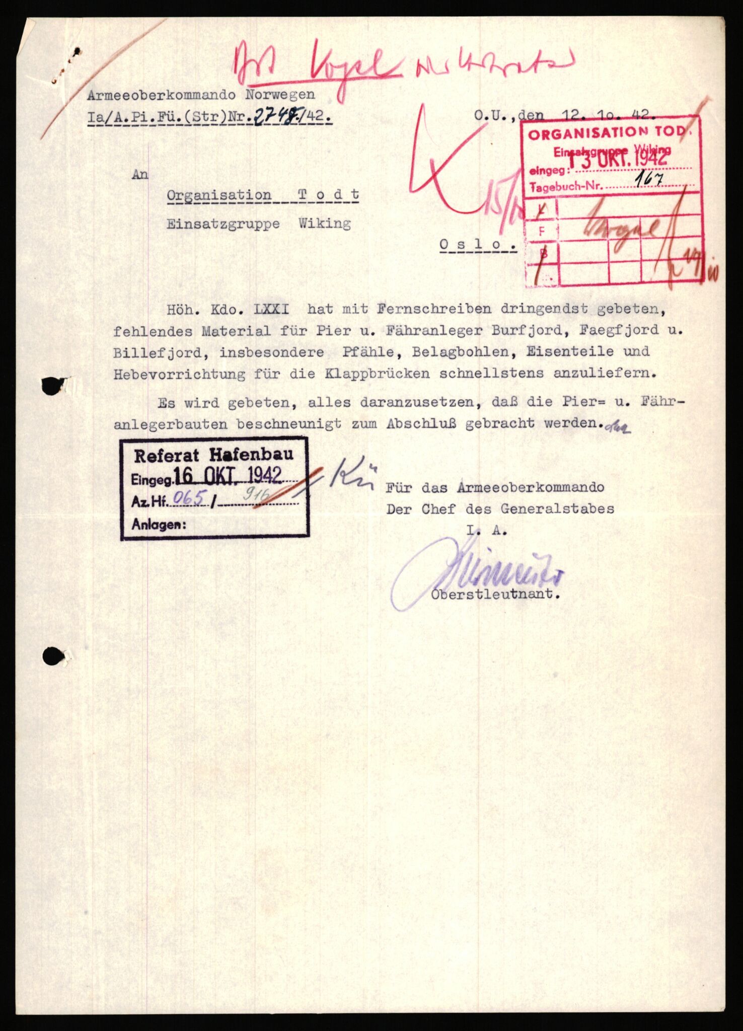 Tyske arkiver, Organisation Todt (OT), Einsatzgruppe Wiking, AV/RA-RAFA-2188/1/E/E2/E2d/L0023: Fähren und Anlegen, 1942-1944, p. 124