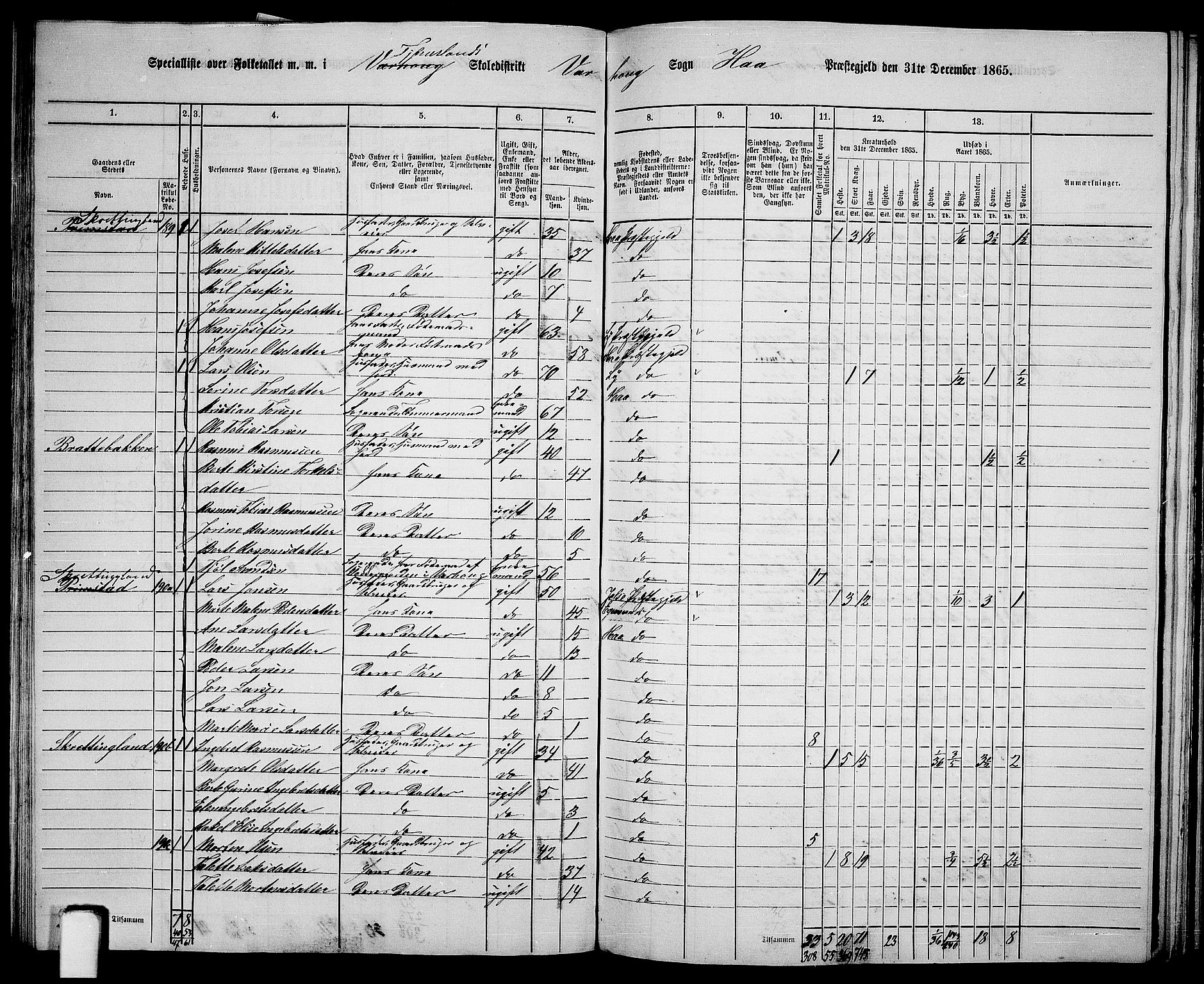 RA, 1865 census for Hå, 1865, p. 79