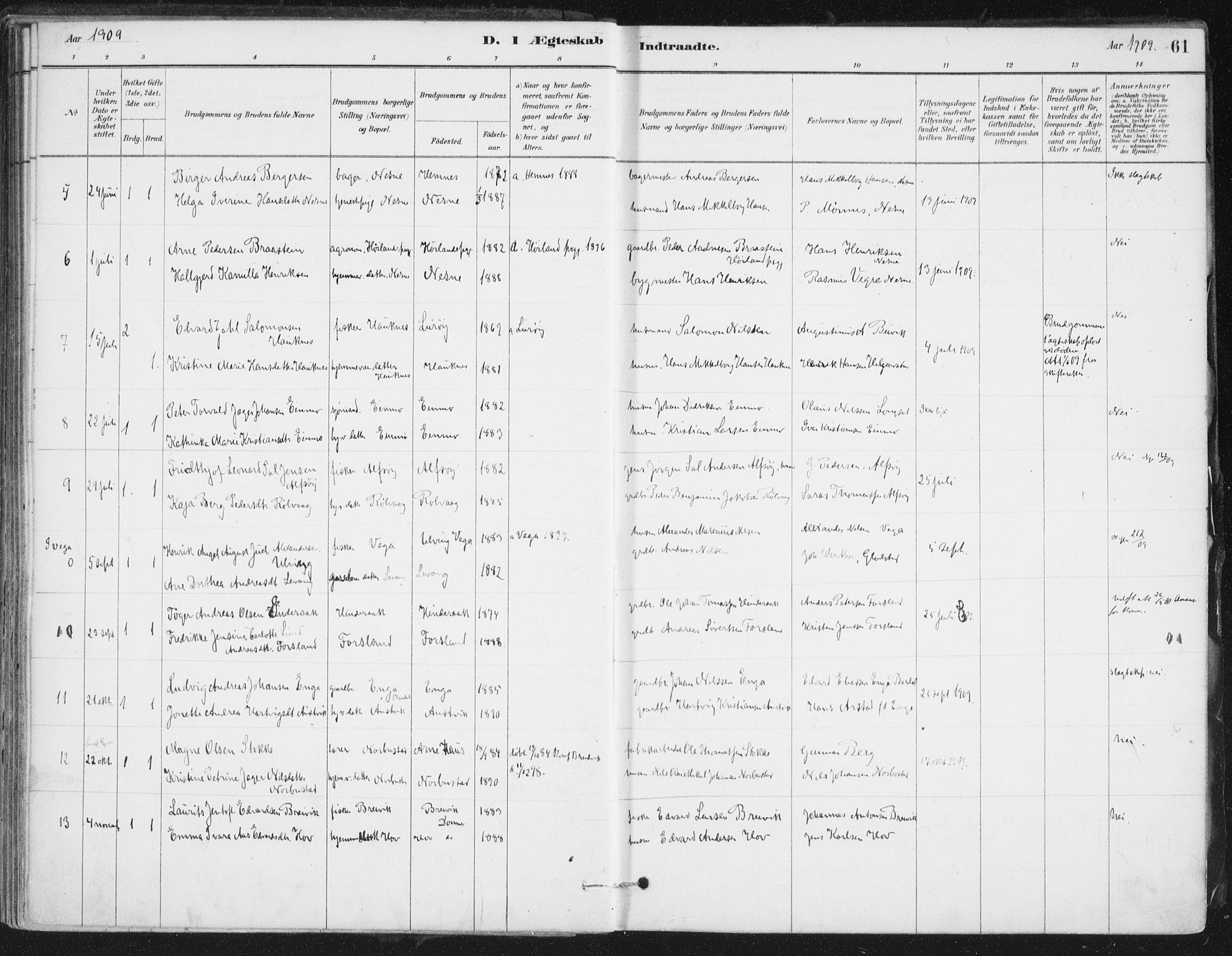 Ministerialprotokoller, klokkerbøker og fødselsregistre - Nordland, SAT/A-1459/838/L0553: Parish register (official) no. 838A11, 1880-1910, p. 61