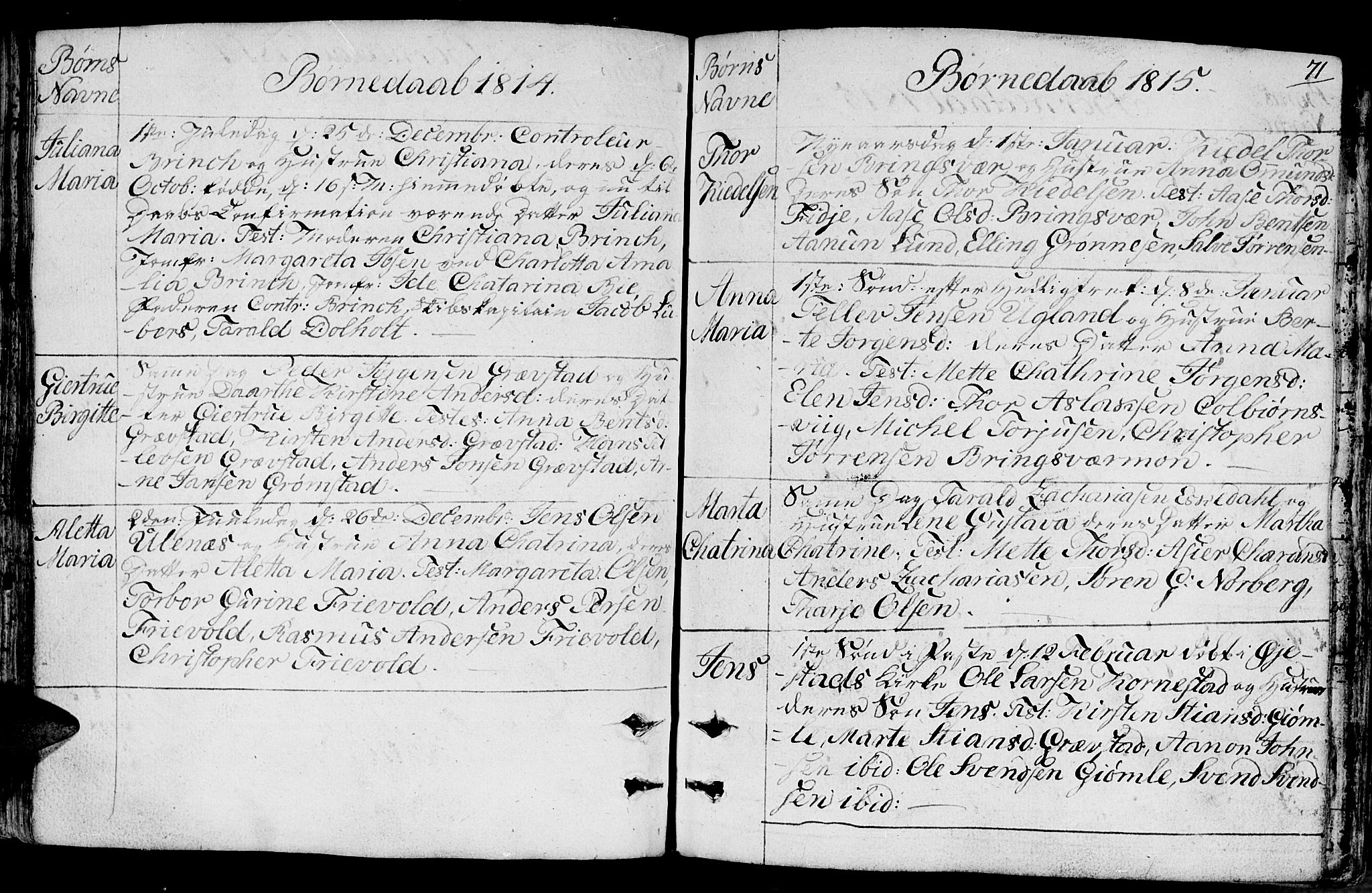 Fjære sokneprestkontor, SAK/1111-0011/F/Fb/L0006: Parish register (copy) no. B 6, 1803-1817, p. 71
