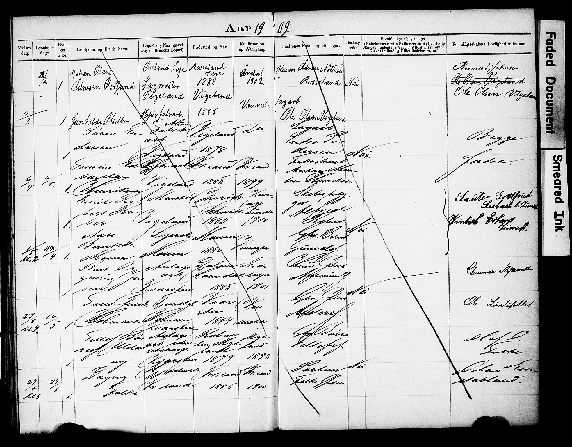 Vennesla sokneprestkontor, AV/SAK-1111-0045/J/L0032/0004: Banns register no. II 5 2, 1892-1917, p. 57