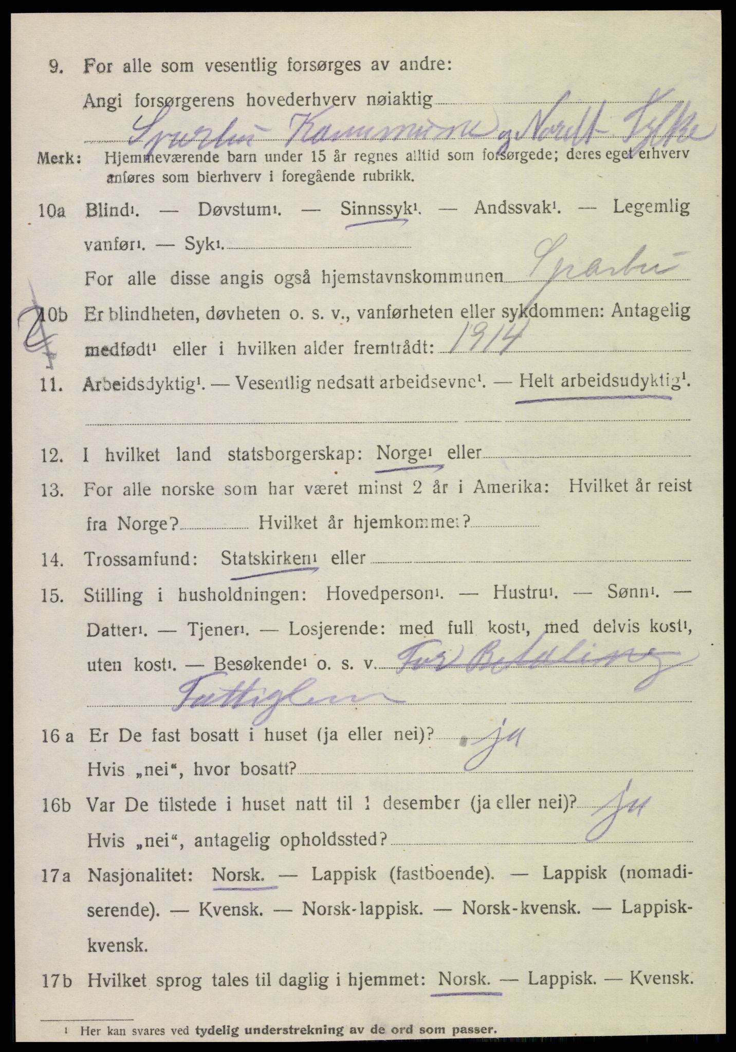 SAT, 1920 census for Sparbu, 1920, p. 5196