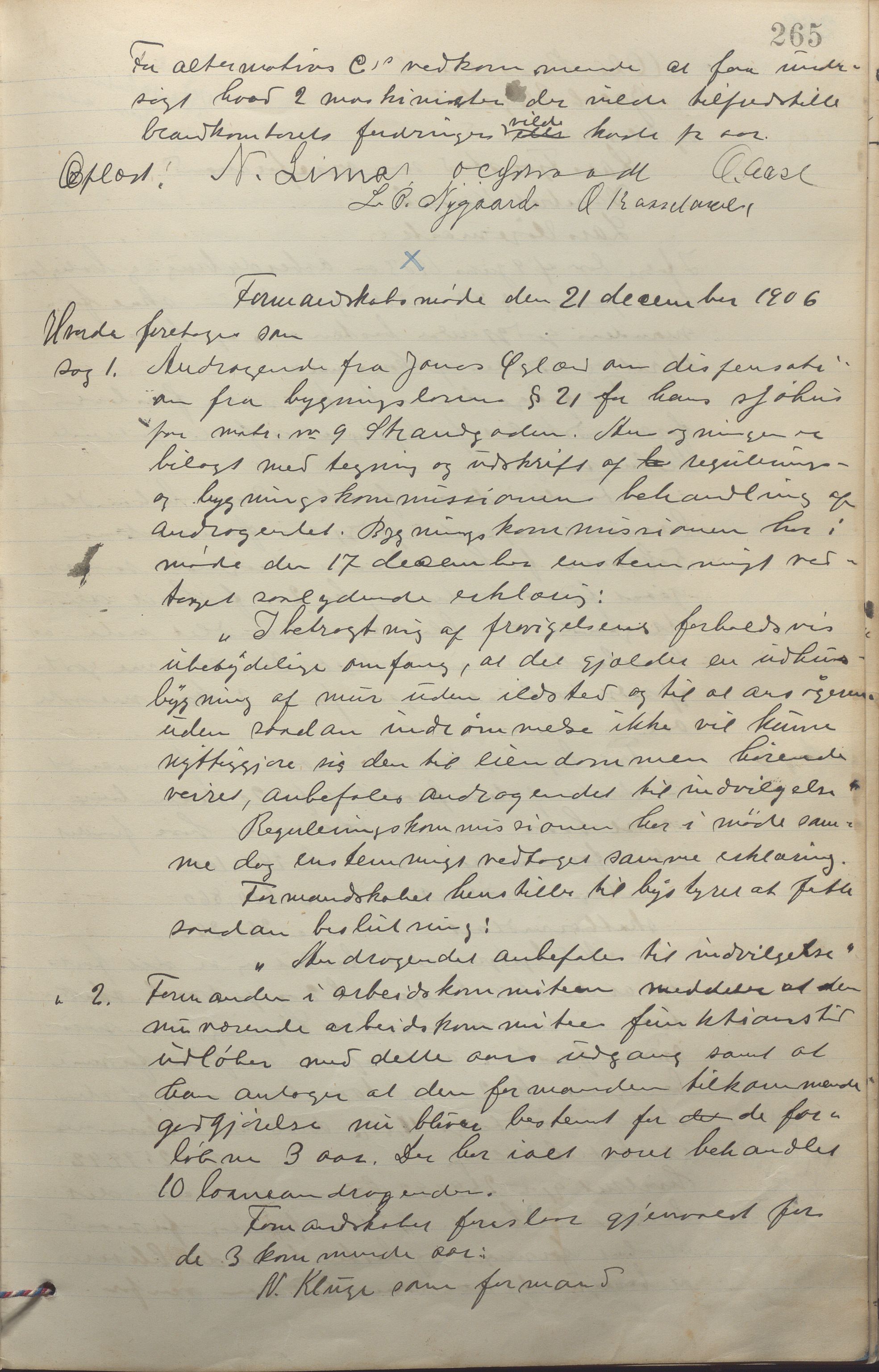 Sandnes kommune - Formannskapet og Bystyret, IKAR/K-100188/Aa/L0006: Møtebok, 1902-1909, p. 265