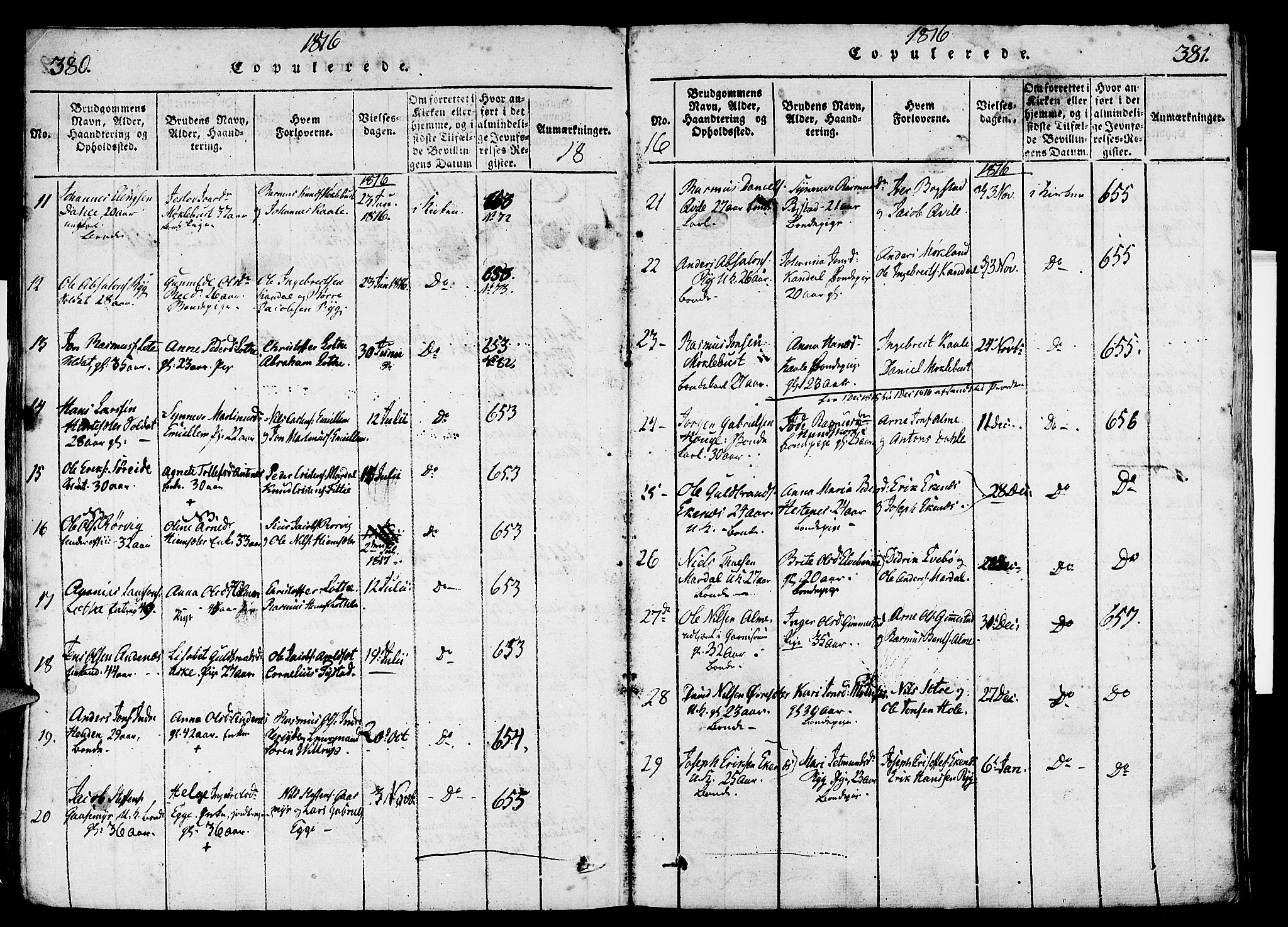 Gloppen sokneprestembete, SAB/A-80101/H/Haa/Haaa/L0006: Parish register (official) no. A 6, 1816-1826, p. 380-381