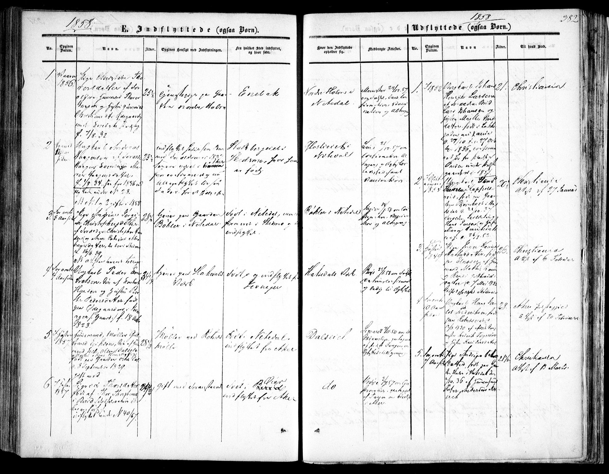 Nittedal prestekontor Kirkebøker, SAO/A-10365a/F/Fa/L0005: Parish register (official) no. I 5, 1850-1862, p. 382