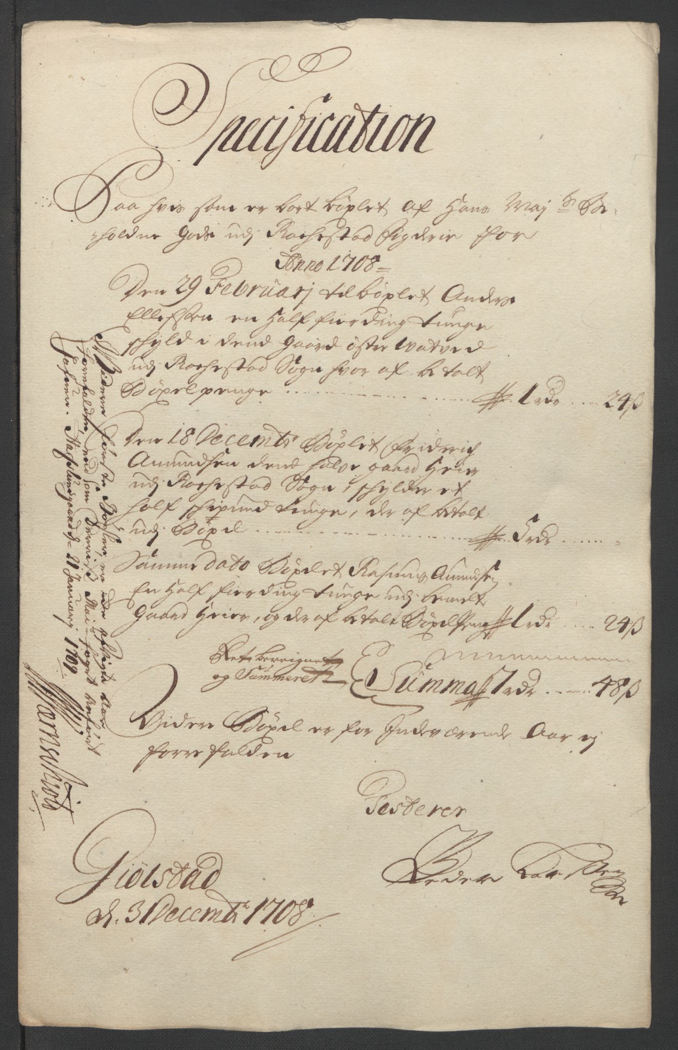 Rentekammeret inntil 1814, Reviderte regnskaper, Fogderegnskap, RA/EA-4092/R07/L0300: Fogderegnskap Rakkestad, Heggen og Frøland, 1708, p. 42