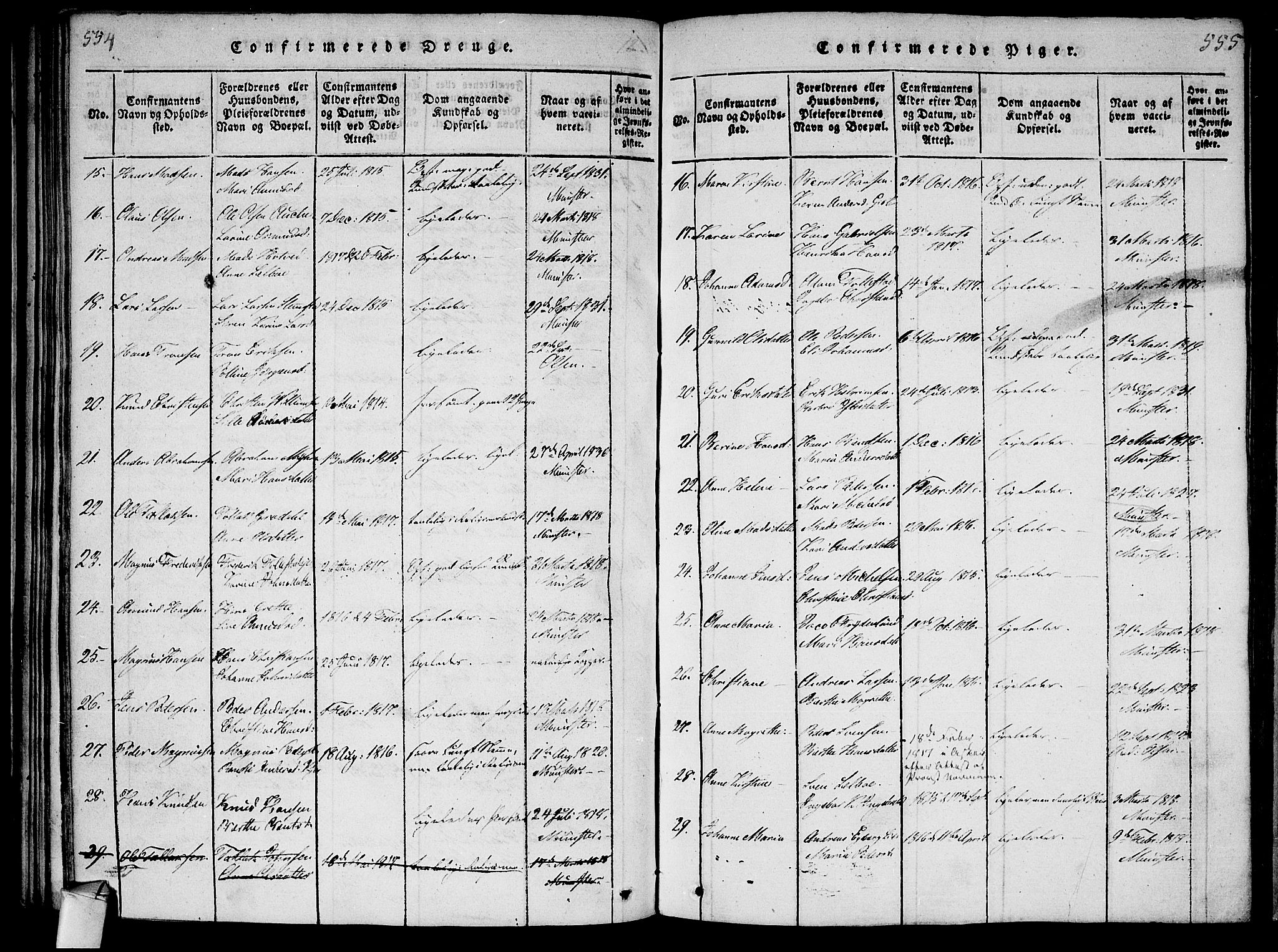 Røyken kirkebøker, AV/SAKO-A-241/F/Fa/L0004: Parish register (official) no. 4, 1814-1832, p. 554-555