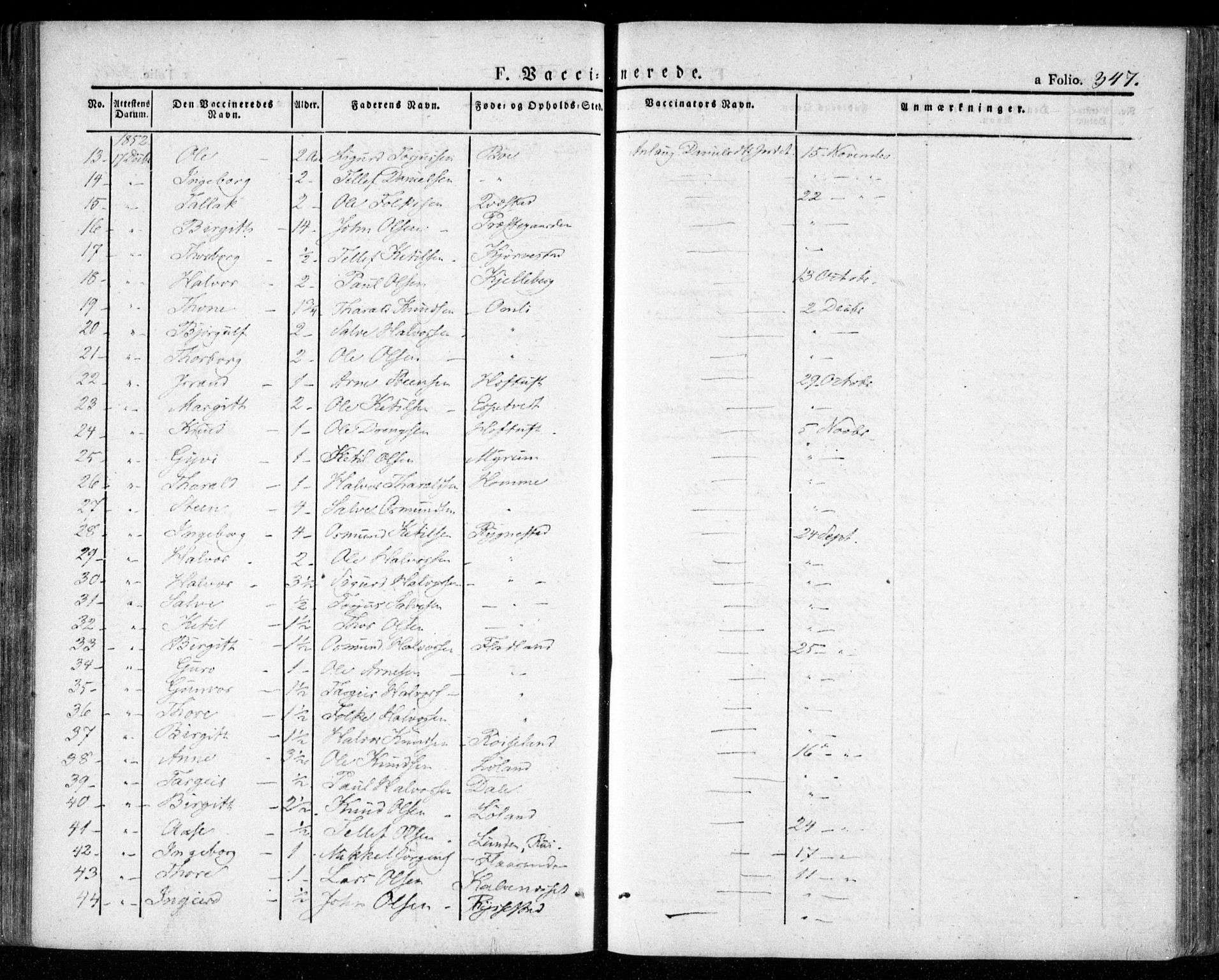 Valle sokneprestkontor, SAK/1111-0044/F/Fa/Fac/L0006: Parish register (official) no. A 6, 1831-1853, p. 347