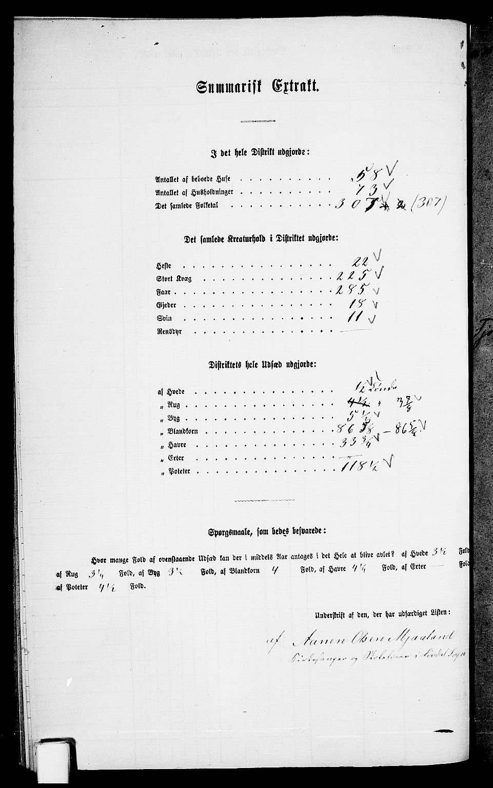 RA, 1865 census for Holum, 1865, p. 147