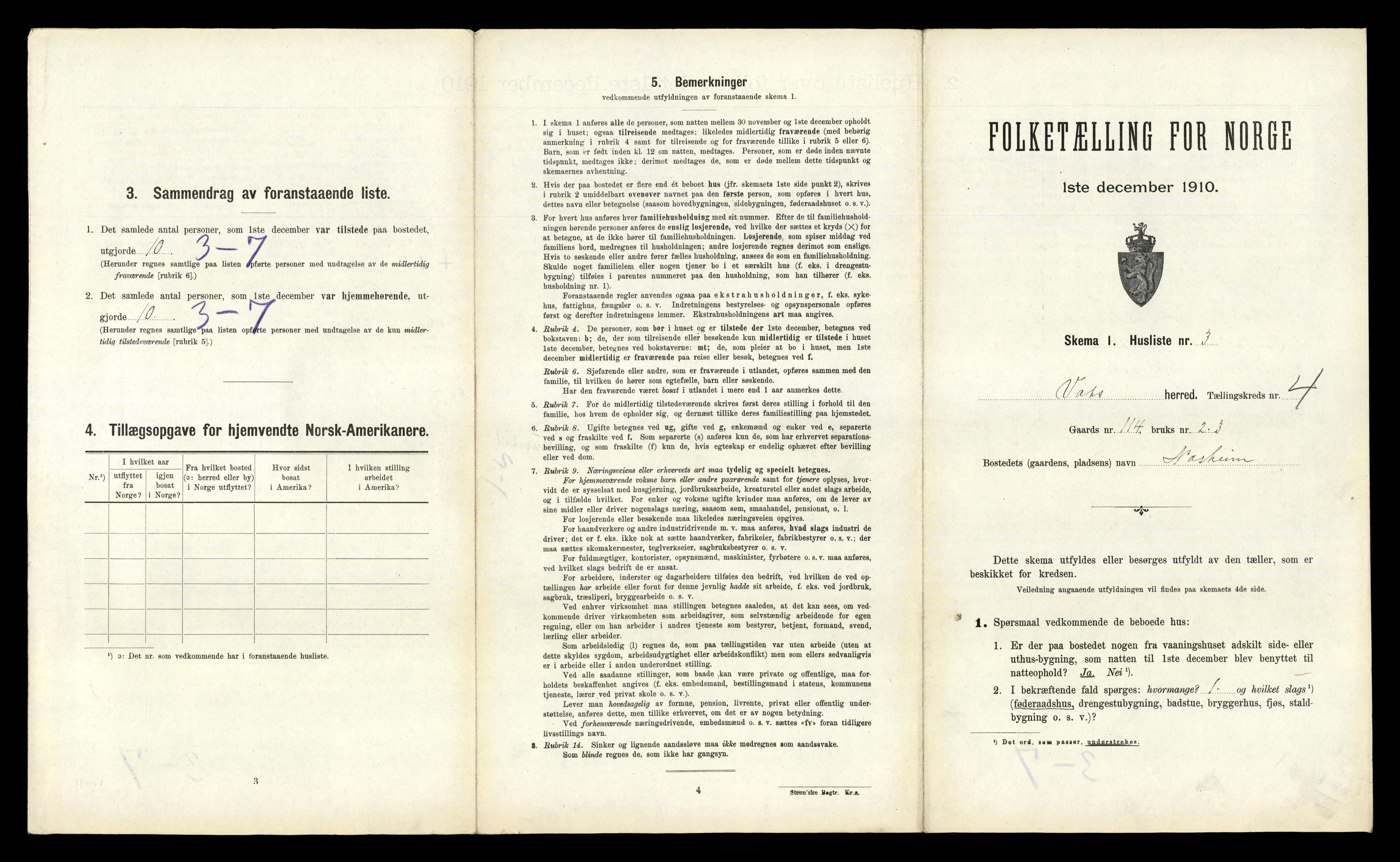 RA, 1910 census for Vats, 1910, p. 222