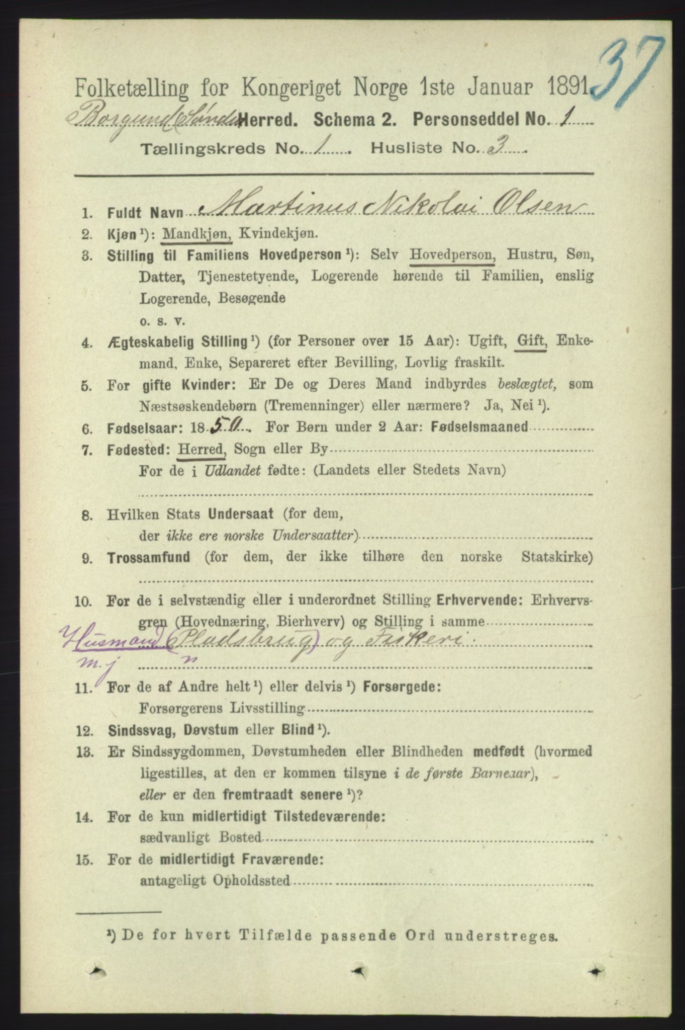 RA, 1891 census for 1531 Borgund, 1891, p. 131