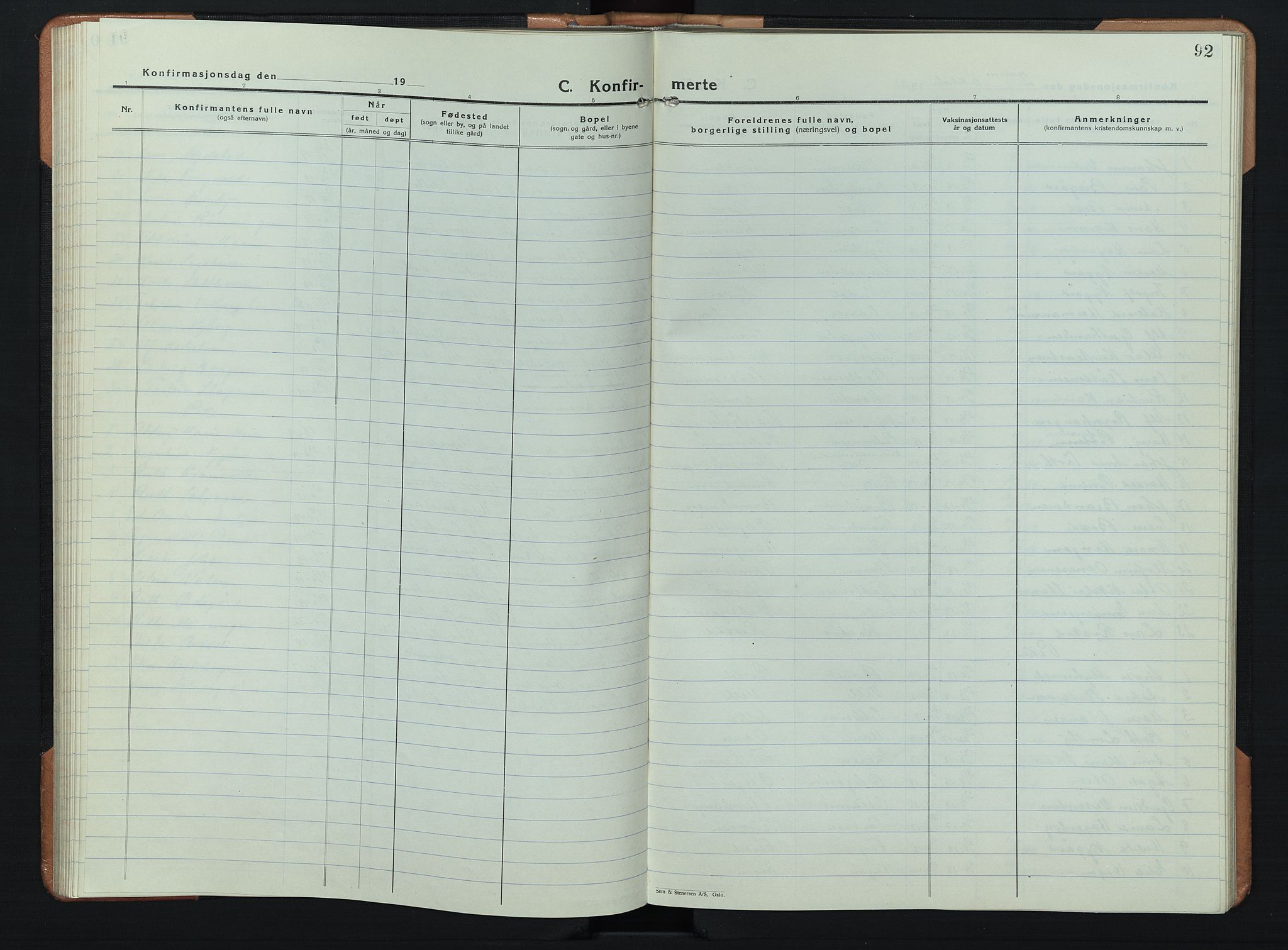 Søndre Land prestekontor, SAH/PREST-122/L/L0008: Parish register (copy) no. 8, 1926-1950, p. 92