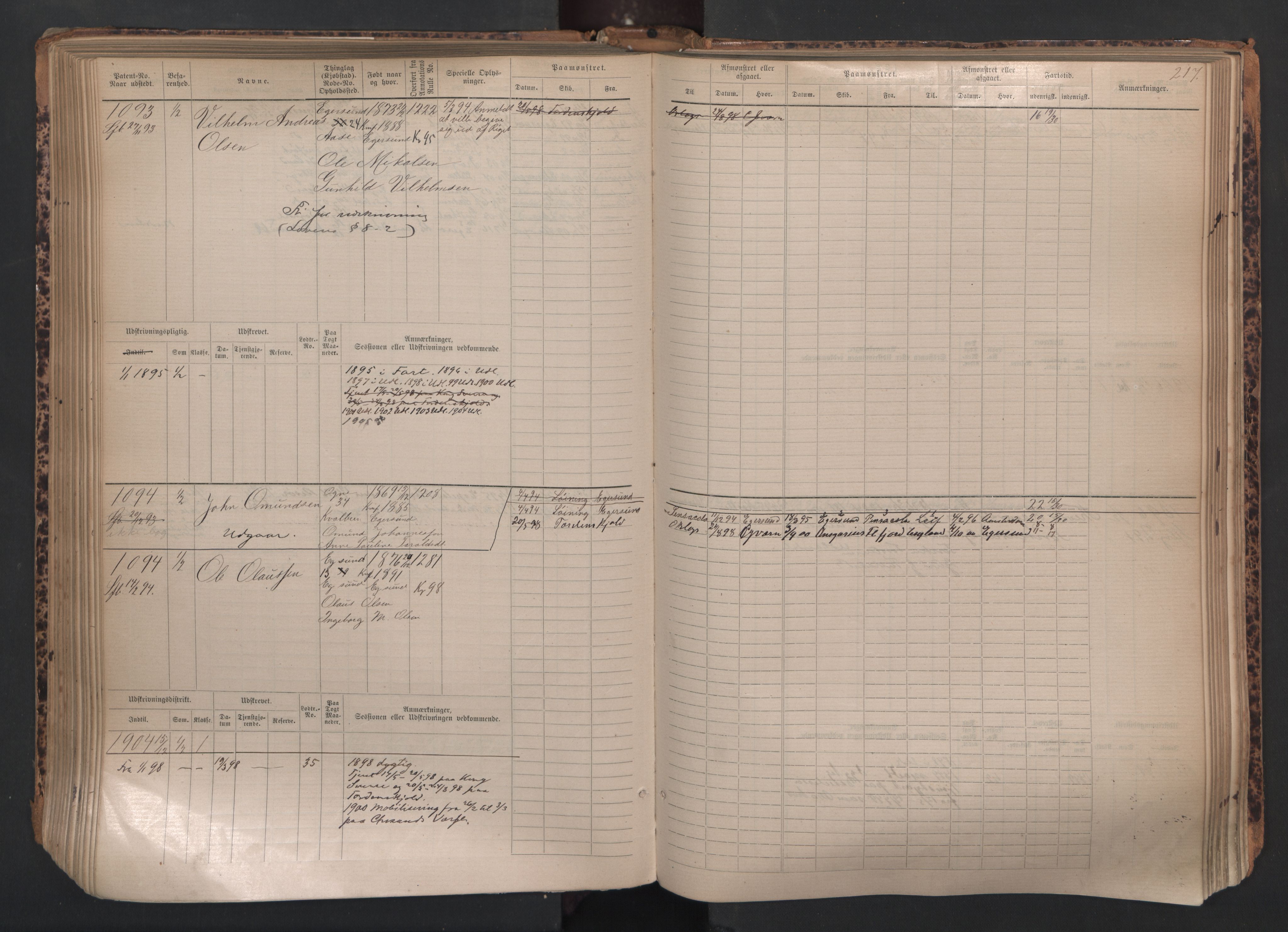 Egersund mønstringskrets, SAK/2031-0019/F/Fb/L0002: Hovedrulle nr 667-1330, O-4, 1880-1940, p. 218