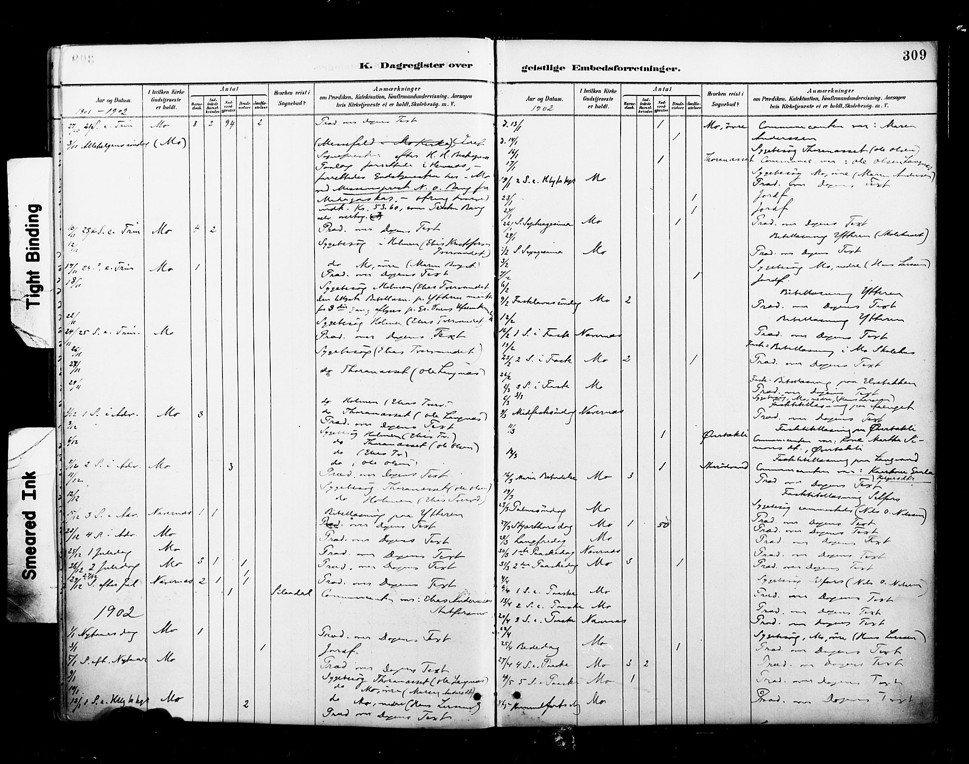 Ministerialprotokoller, klokkerbøker og fødselsregistre - Nordland, AV/SAT-A-1459/827/L0401: Parish register (official) no. 827A13, 1887-1905, p. 309