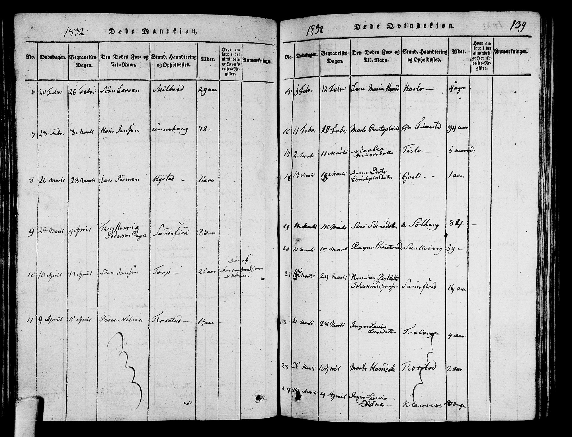 Sandar kirkebøker, AV/SAKO-A-243/G/Ga/L0001: Parish register (copy) no. 1, 1814-1835, p. 139