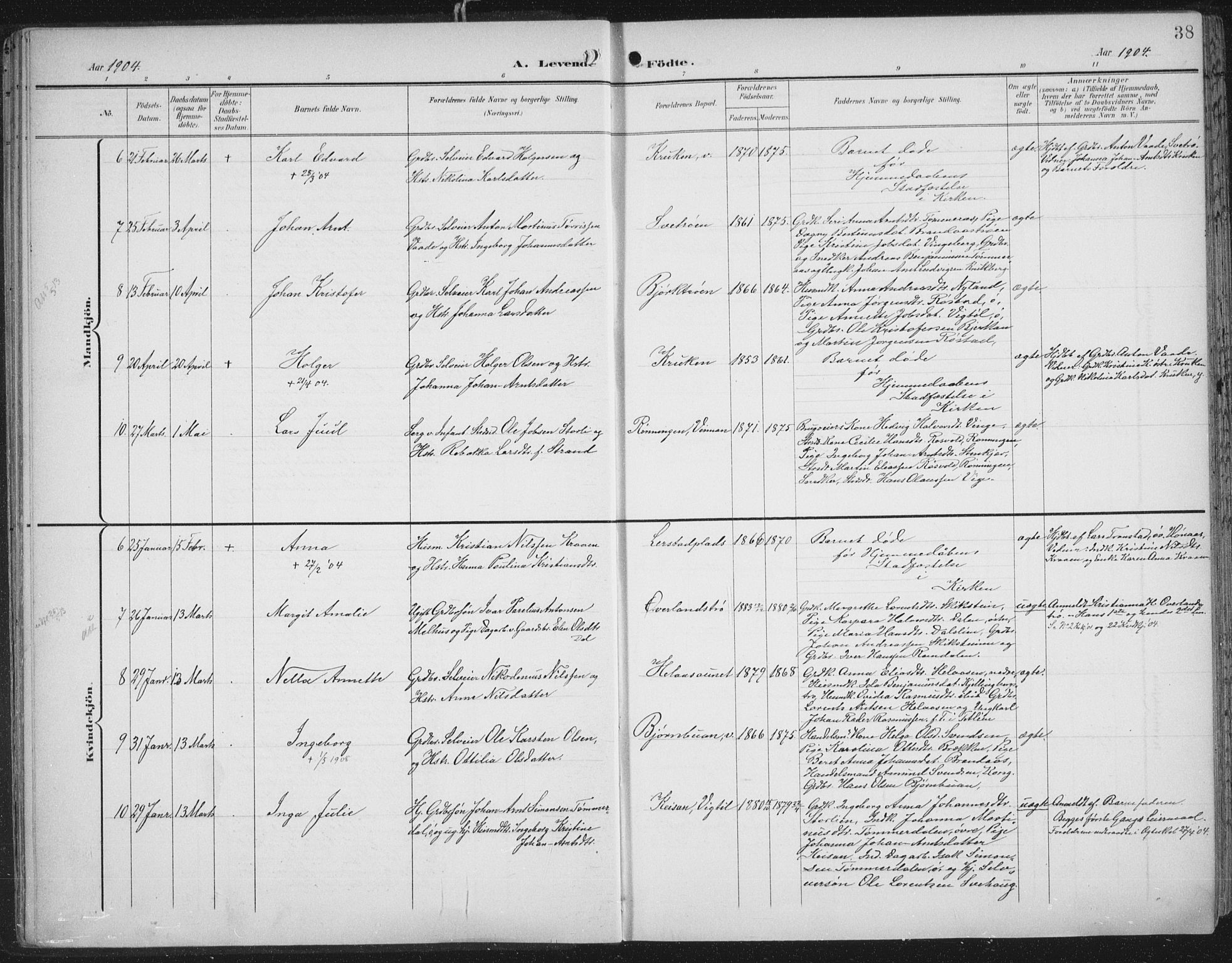 Ministerialprotokoller, klokkerbøker og fødselsregistre - Nord-Trøndelag, AV/SAT-A-1458/701/L0011: Parish register (official) no. 701A11, 1899-1915, p. 38