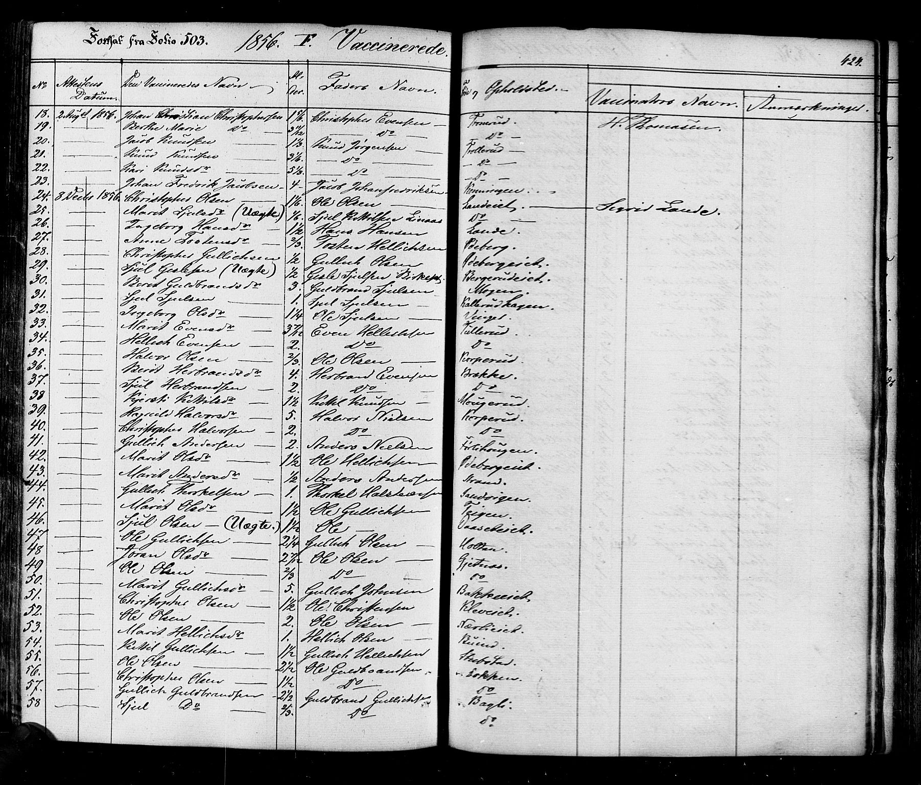 Flesberg kirkebøker, SAKO/A-18/F/Fa/L0006: Parish register (official) no. I 6, 1834-1860, p. 424