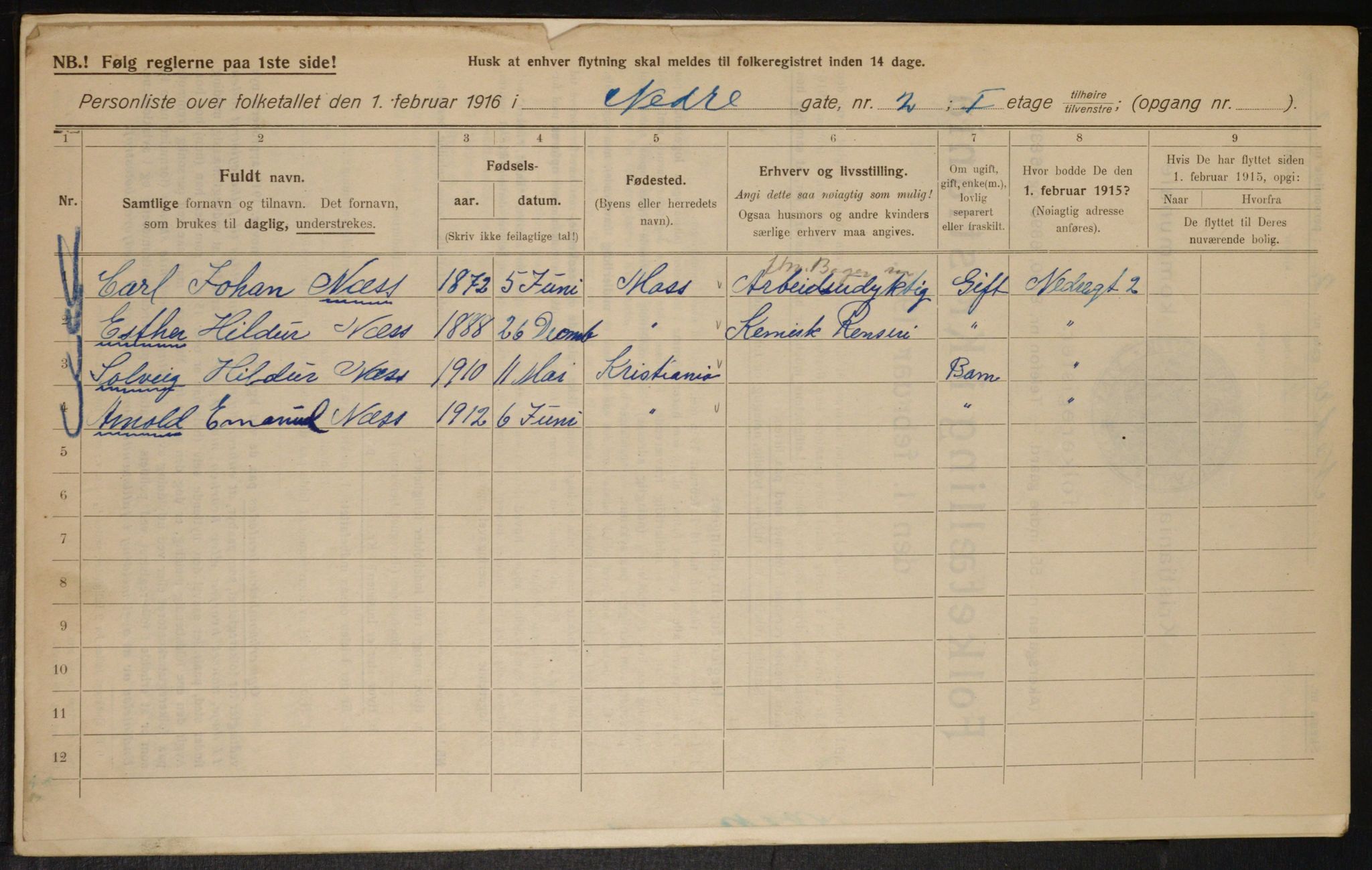 OBA, Municipal Census 1916 for Kristiania, 1916, p. 70874