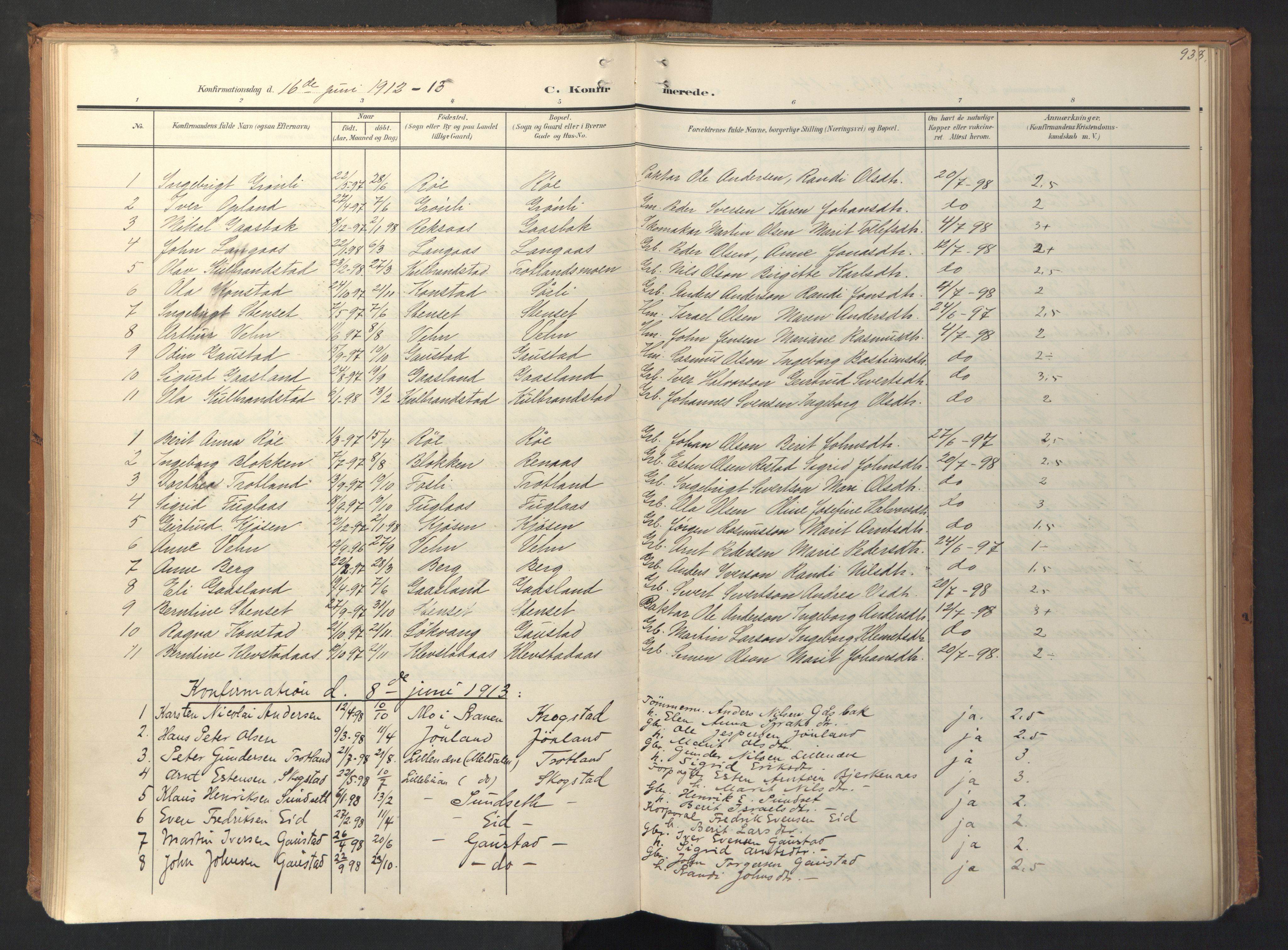 Ministerialprotokoller, klokkerbøker og fødselsregistre - Sør-Trøndelag, SAT/A-1456/694/L1128: Parish register (official) no. 694A02, 1906-1931, p. 93