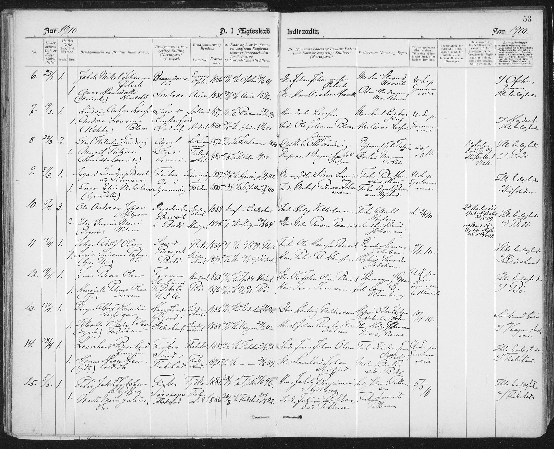 Ministerialprotokoller, klokkerbøker og fødselsregistre - Nordland, SAT/A-1459/801/L0012: Parish register (official) no. 801A12, 1900-1916, p. 53