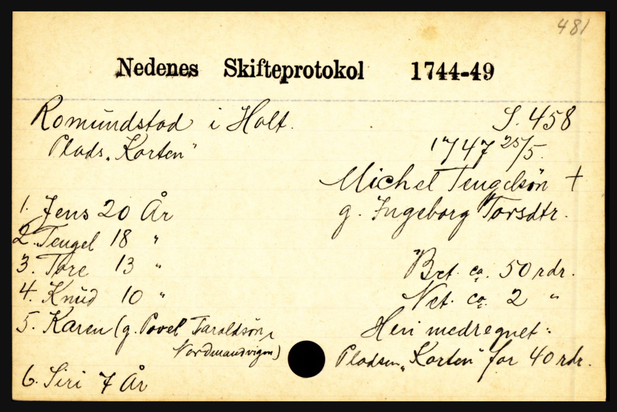 Nedenes sorenskriveri før 1824, AV/SAK-1221-0007/H, p. 24305