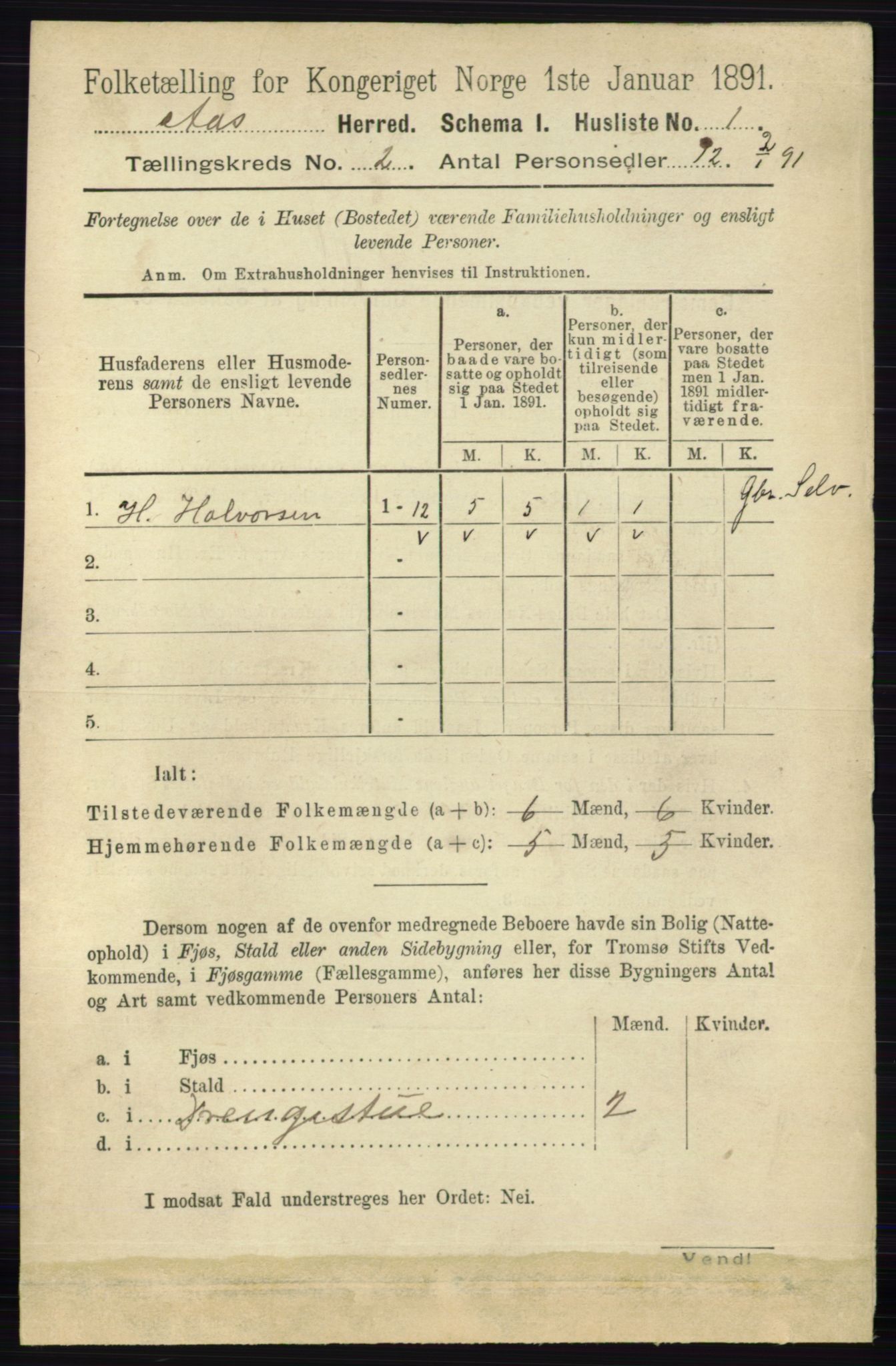 RA, 1891 census for 0214 Ås, 1891, p. 1503