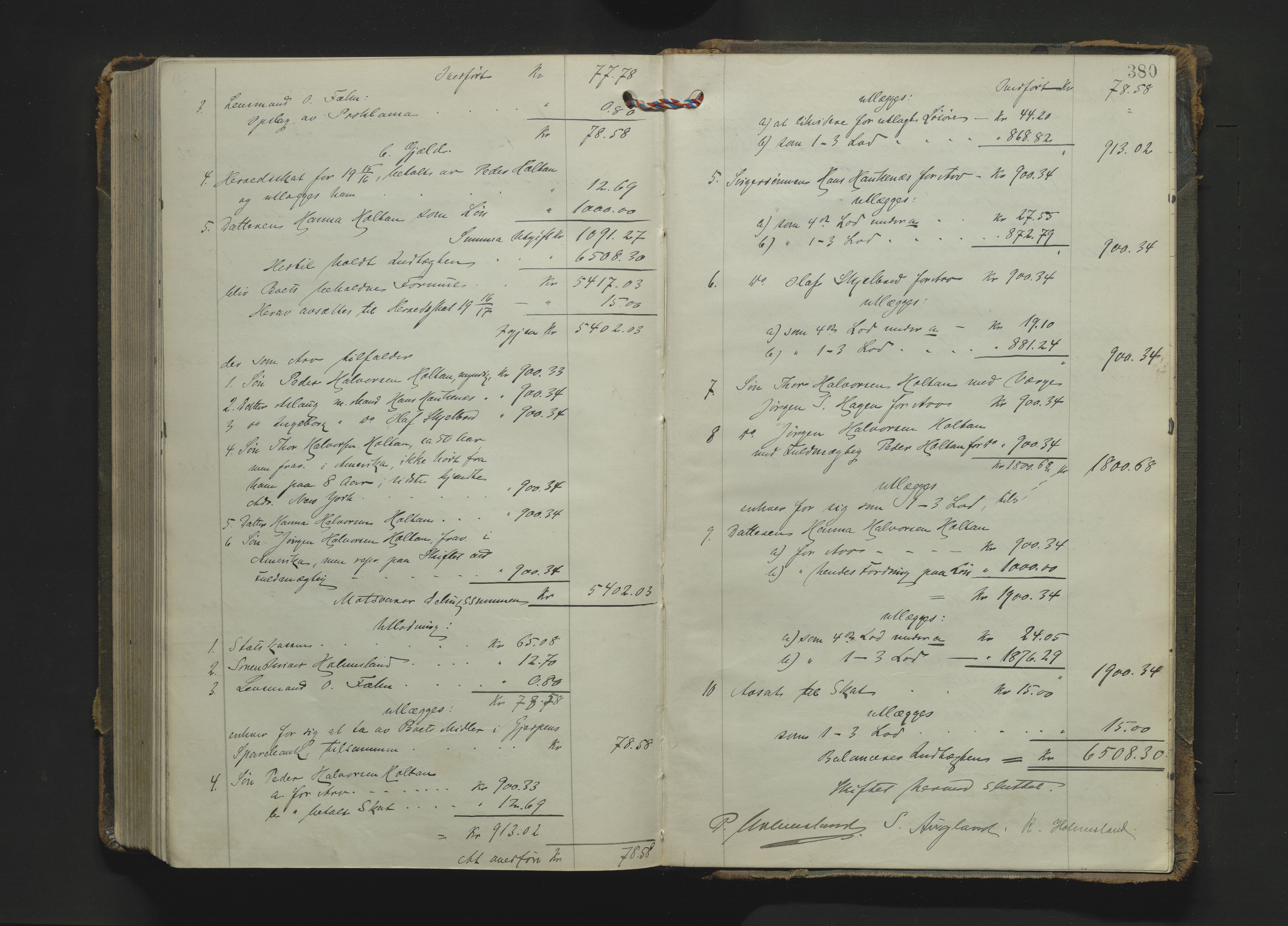 Gjerpen sorenskriveri, SAKO/A-216/H/Hb/Hbc/Hbca/L0004: Skifteutlodningsprotokoll, Sorenskriveriet, 1904-1916, p. 379b-380a