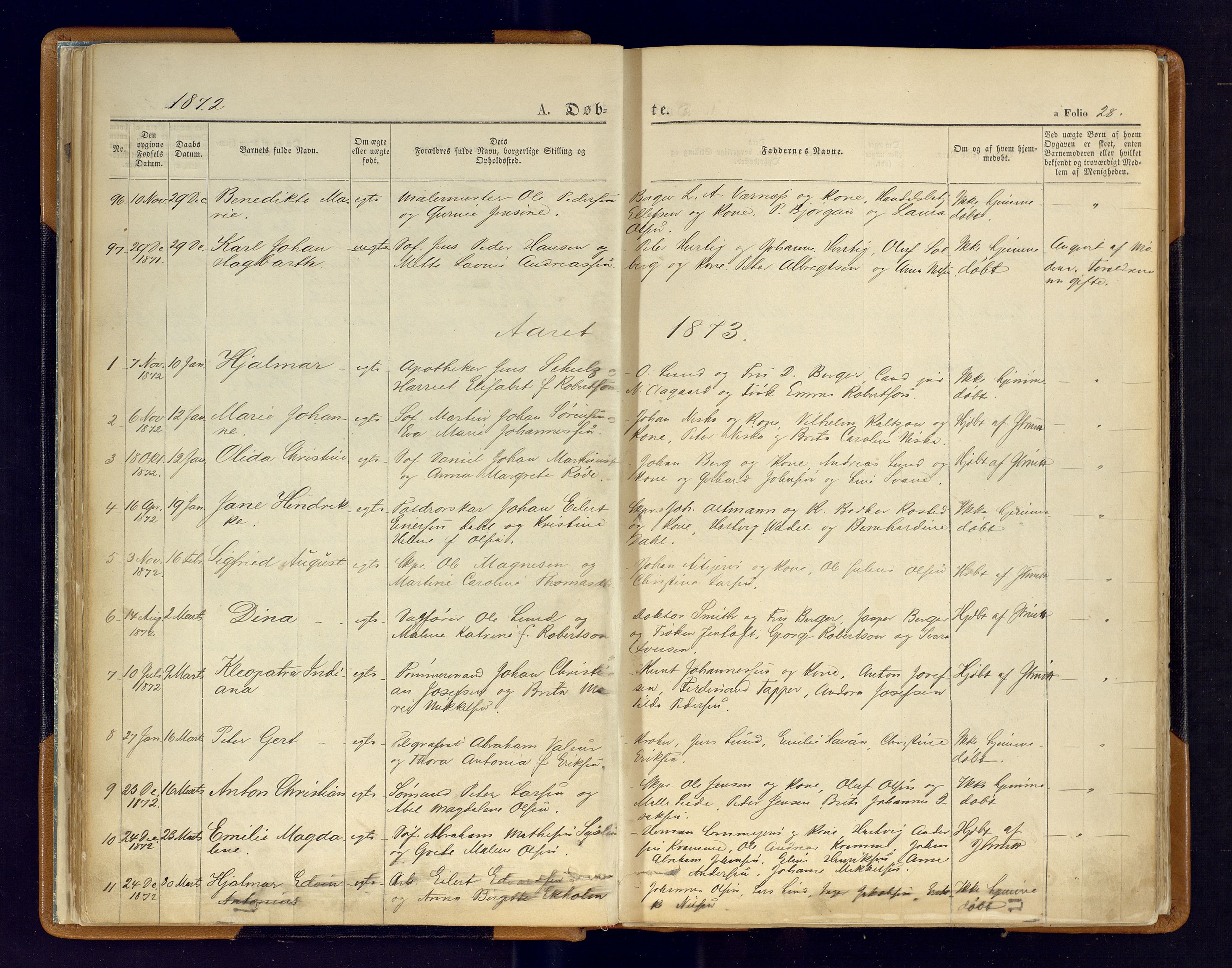 Hammerfest sokneprestkontor, SATØ/S-1347/H/Ha/L0006.kirke: Parish register (official) no. 6, 1869-1877, p. 28