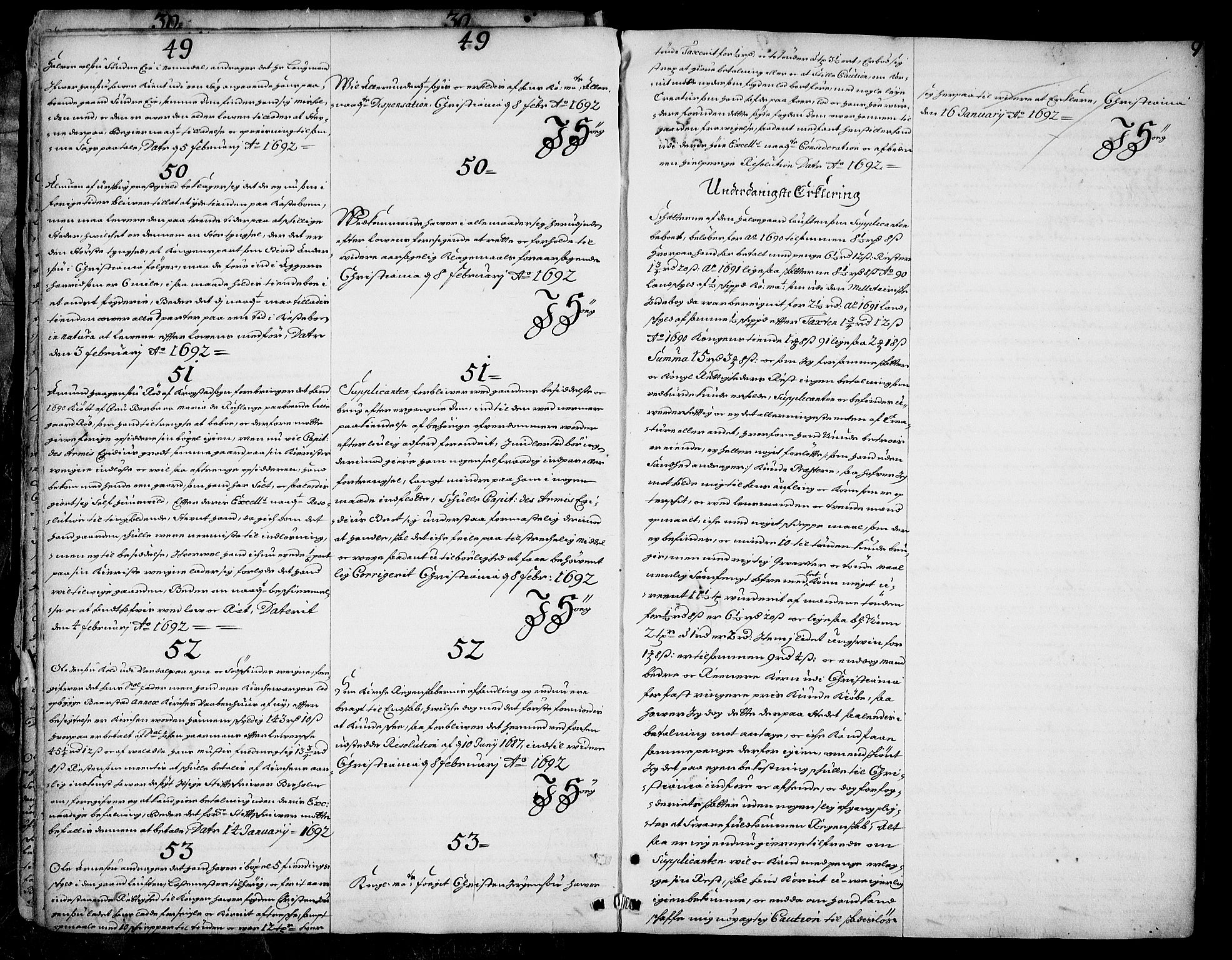 Stattholderembetet 1572-1771, AV/RA-EA-2870/Ad/L0005: Supplikasjons- og resolusjonsprotokoll, 1692-1699, p. 8b-9a