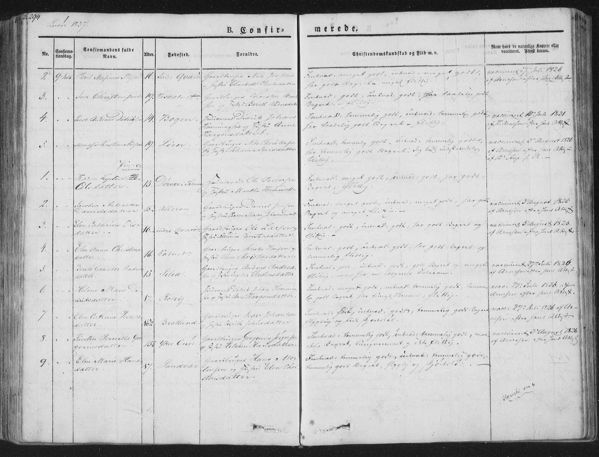 Ministerialprotokoller, klokkerbøker og fødselsregistre - Nordland, AV/SAT-A-1459/839/L0565: Parish register (official) no. 839A02, 1825-1862, p. 294