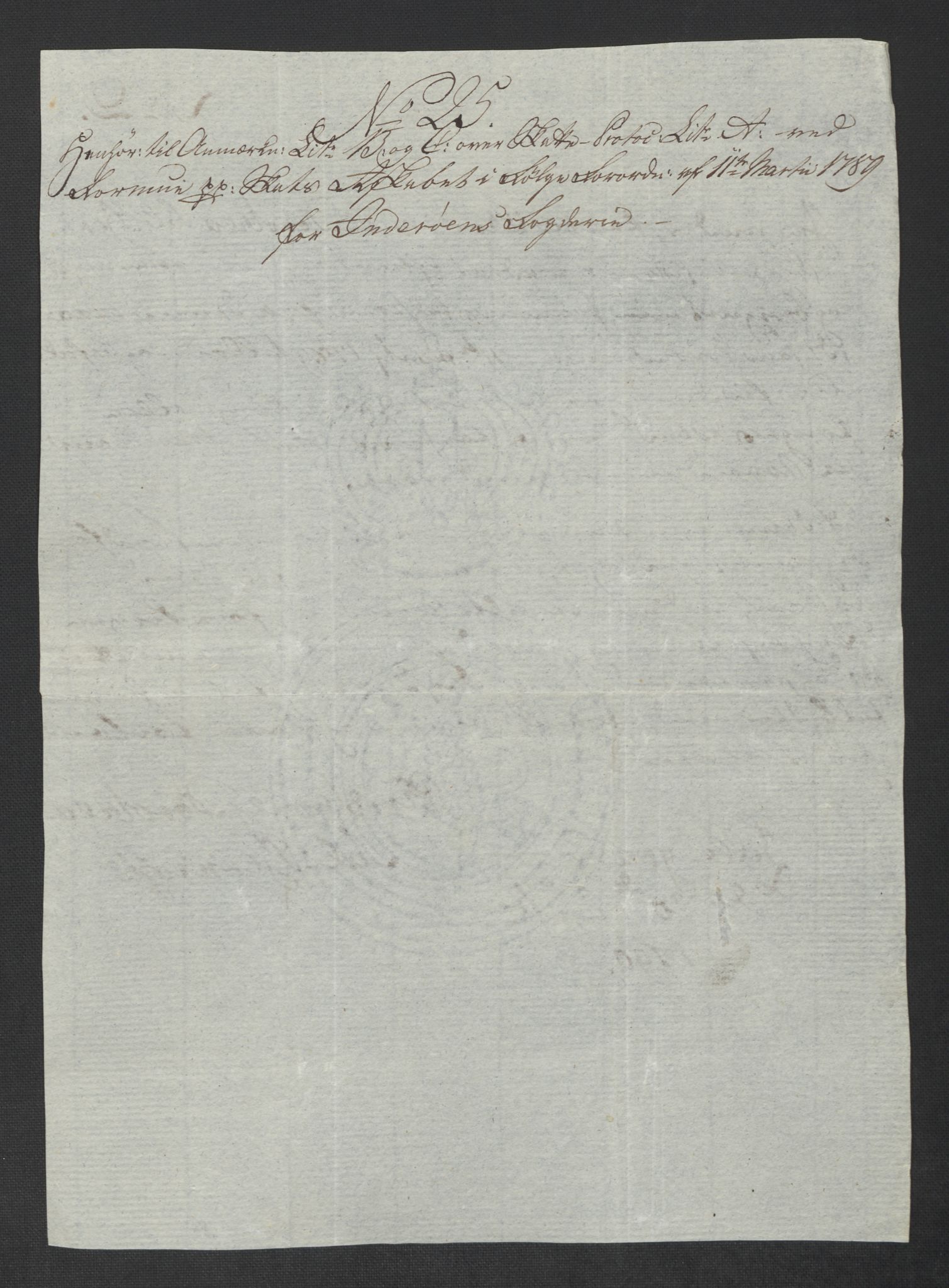 Rentekammeret inntil 1814, Reviderte regnskaper, Mindre regnskaper, AV/RA-EA-4068/Rf/Rfe/L0017: Inderøy fogderi, Jarlsberg grevskap, 1789, p. 75