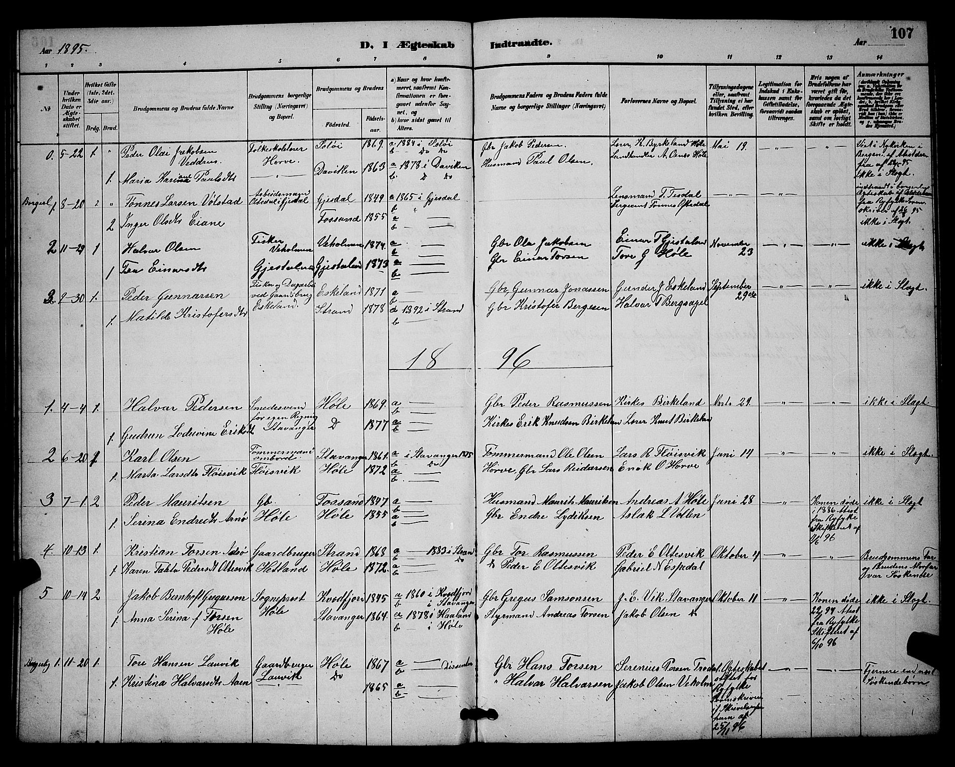 Høgsfjord sokneprestkontor, SAST/A-101624/H/Ha/Hab/L0003: Parish register (copy) no. B 3, 1886-1905, p. 107